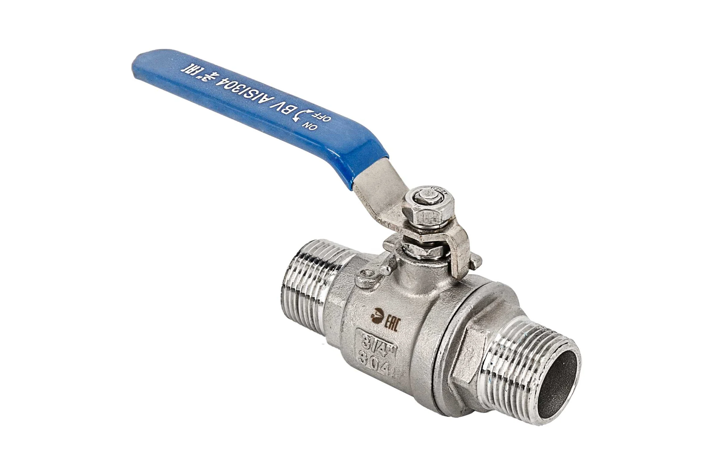 Кран шаровый муфтовый двусоставной нержавеющий NEWKEY (2PC) НР/НР AISI304 DN20 (3/4"), (CF8), PN63 NK-BMML20/4