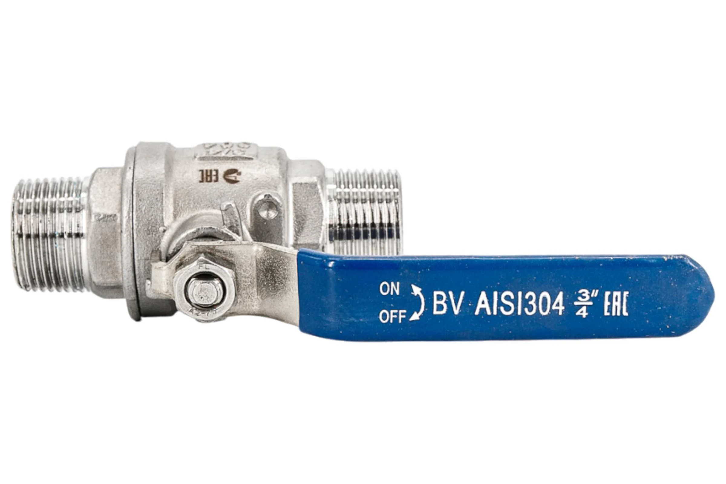 Кран шаровый муфтовый двусоставной нержавеющий NEWKEY (2PC) НР/НР AISI304 DN20 (3/4"), (CF8), PN63 NK-BMML20/4