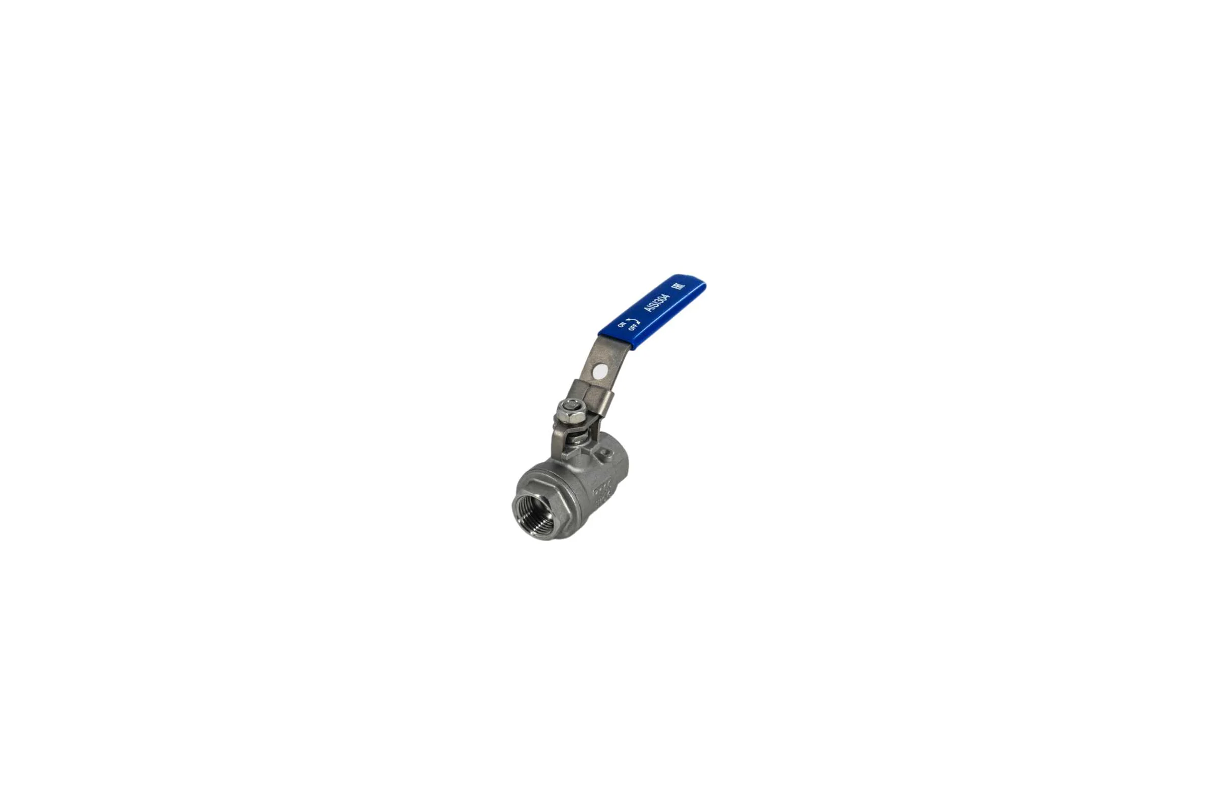 Кран шаровый муфтовый двусоставной NEWKEY (2PC) с фиксатором, нержавеющий, AISI304 DN15 (1/2"), (CF8), PN64 NK-BMLf15/4