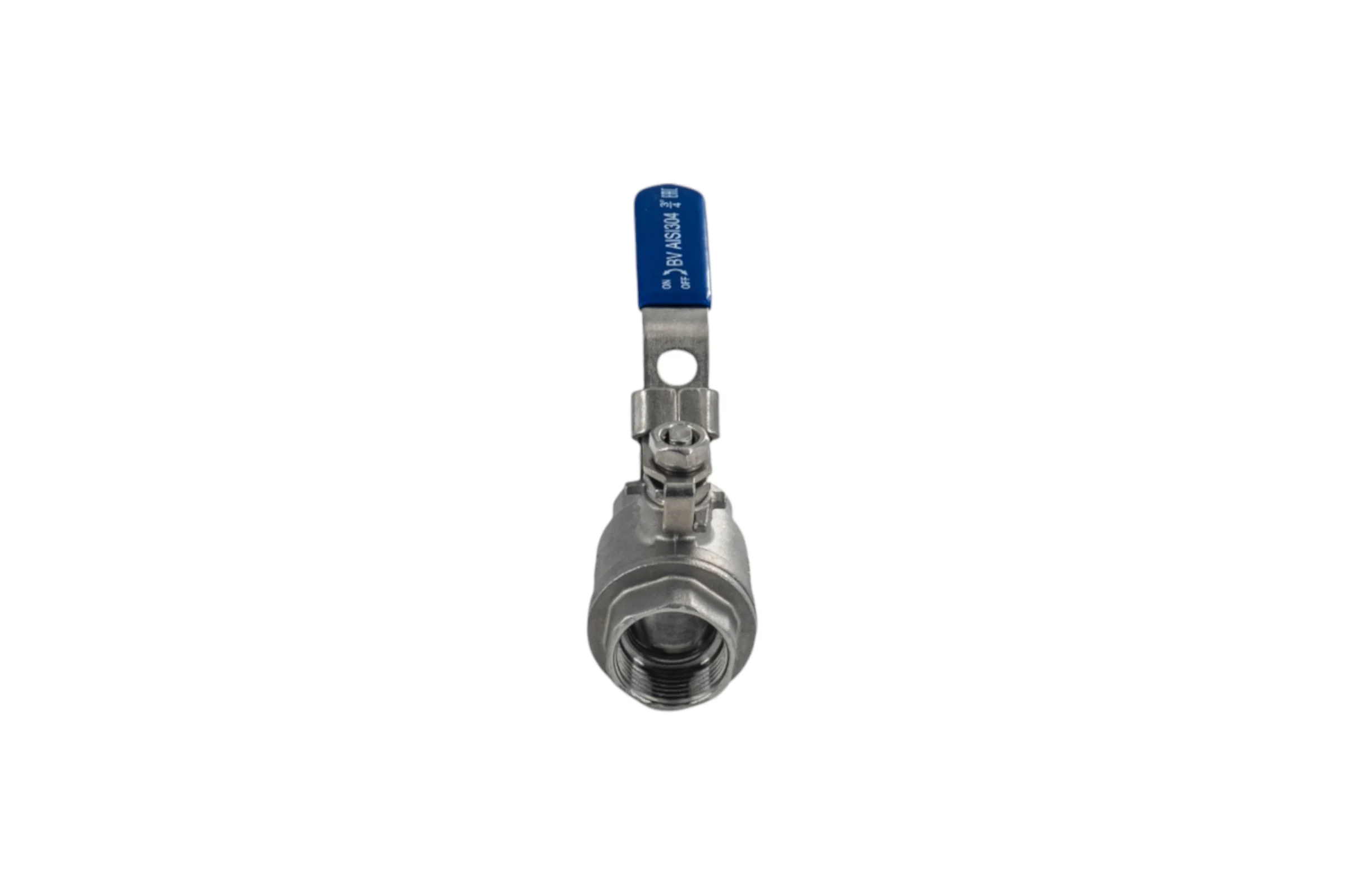 Кран шаровый муфтовый двусоставной NEWKEY (2PC) с фиксатором, нержавеющий, AISI304 DN20 (3/4"), (CF8), PN64 NK-BMLf20/4