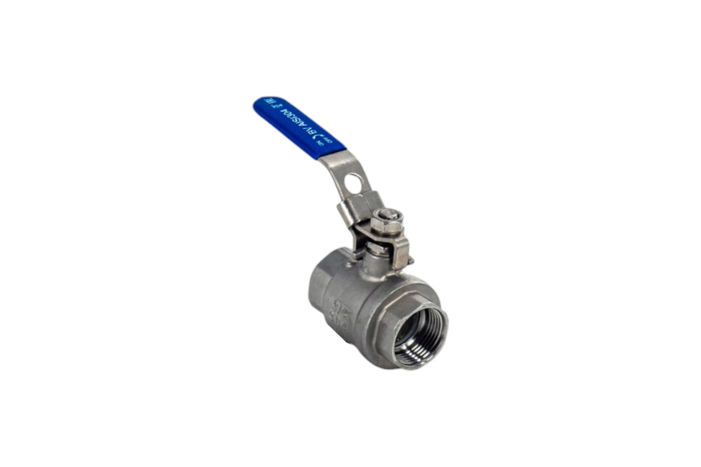 Кран шаровый муфтовый двусоставной NEWKEY (2PC) с фиксатором, нержавеющий, AISI304 DN20 (3/4"), (CF8), PN64 NK-BMLf20/4