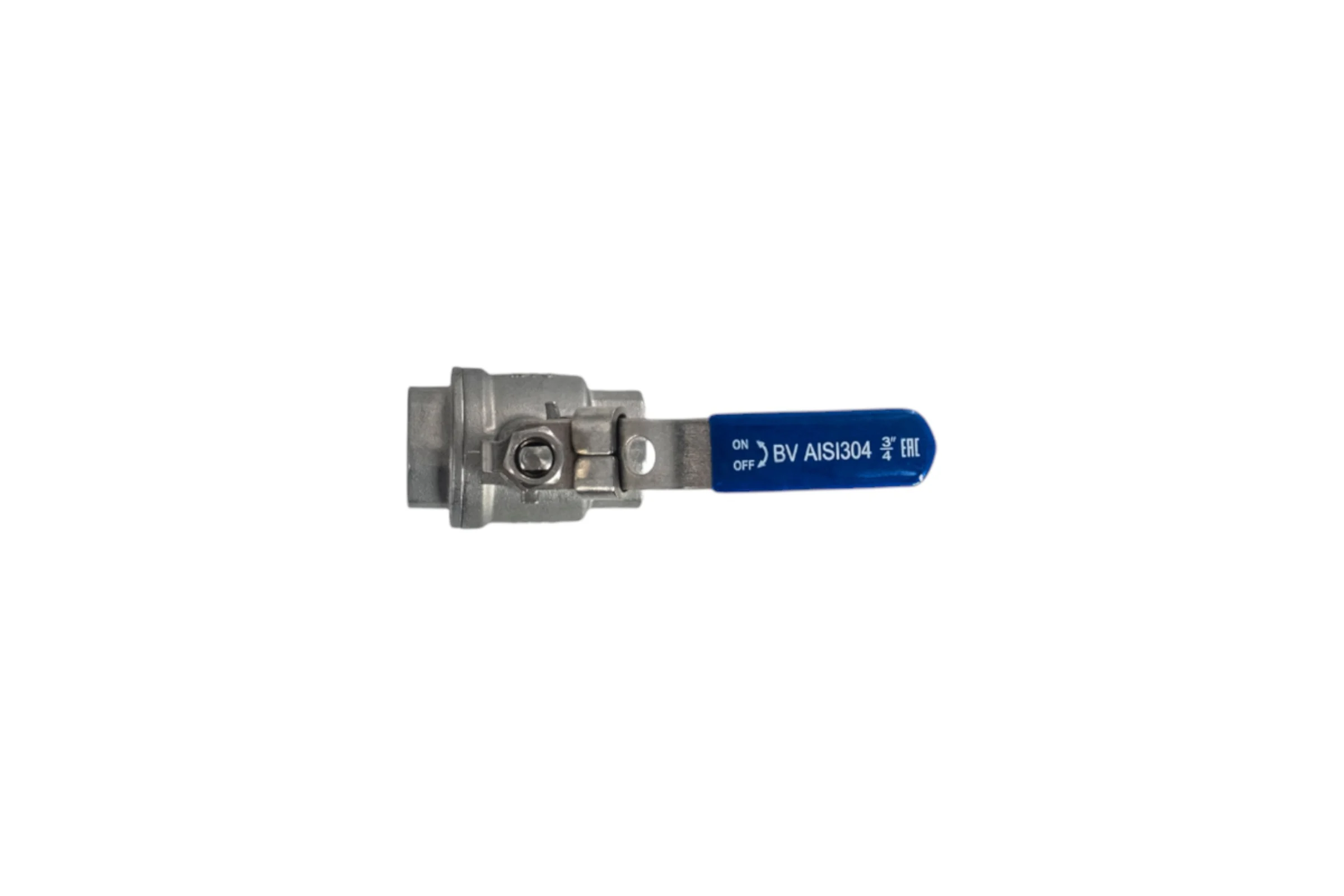 Кран шаровый муфтовый двусоставной NEWKEY (2PC) с фиксатором, нержавеющий, AISI304 DN20 (3/4"), (CF8), PN64 NK-BMLf20/4