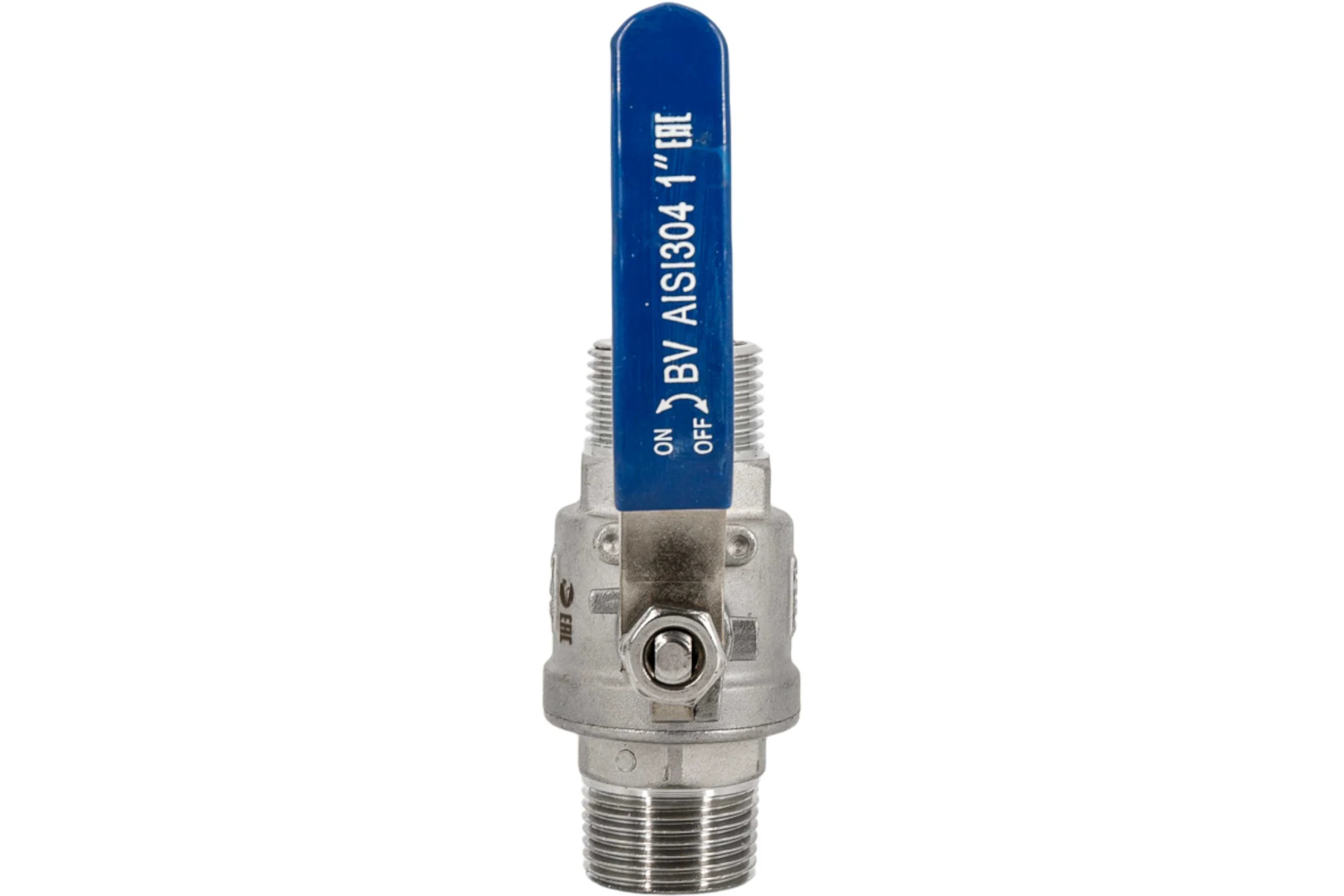 Кран шаровый муфтовый двусоставной NEWKEY (2PC) с фиксатором, нержавеющий, AISI304 DN25 (1"), (CF8), PN64 NK-BMLf25/4