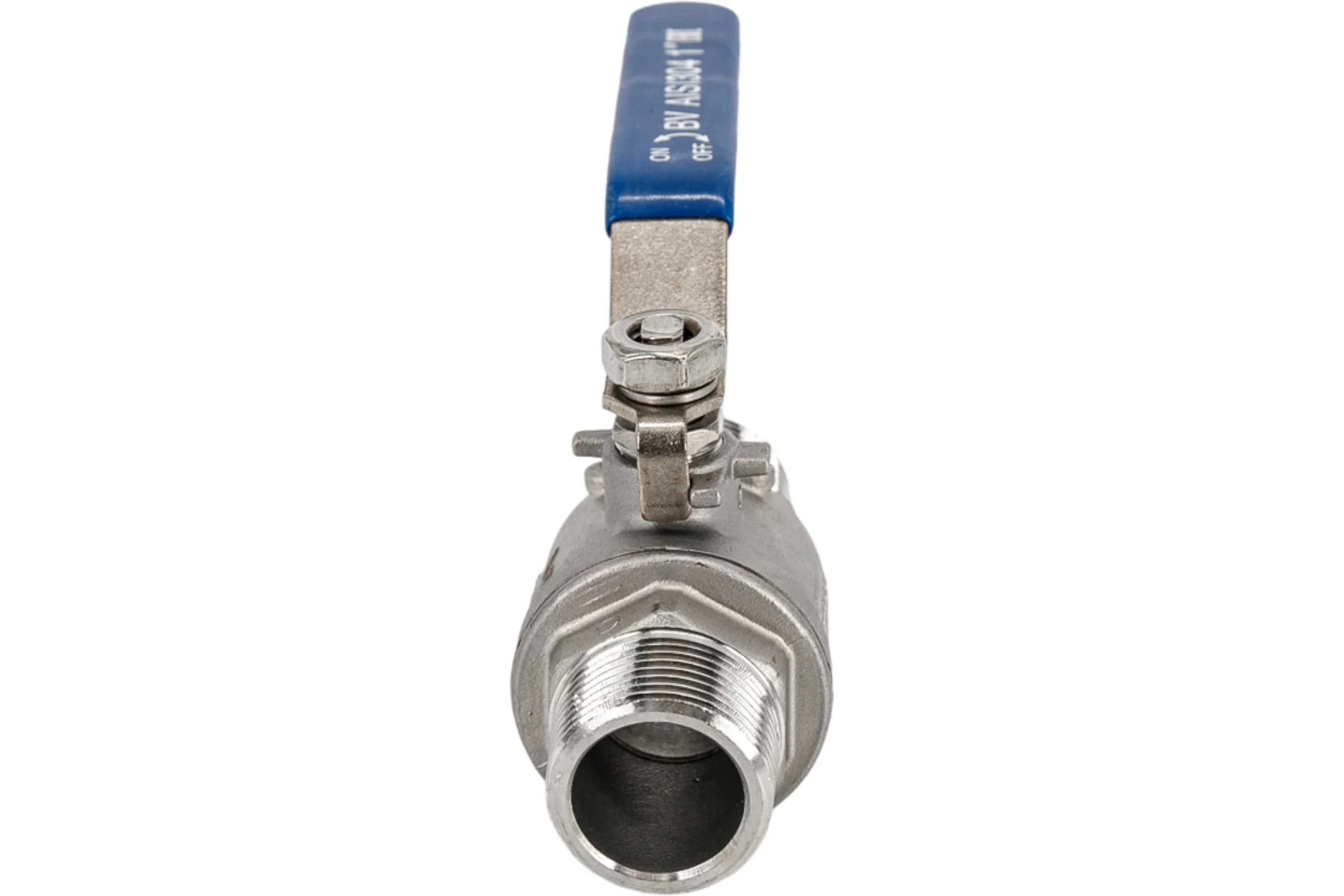 Кран шаровый муфтовый двусоставной NEWKEY (2PC) с фиксатором, нержавеющий, AISI304 DN25 (1"), (CF8), PN64 NK-BMLf25/4