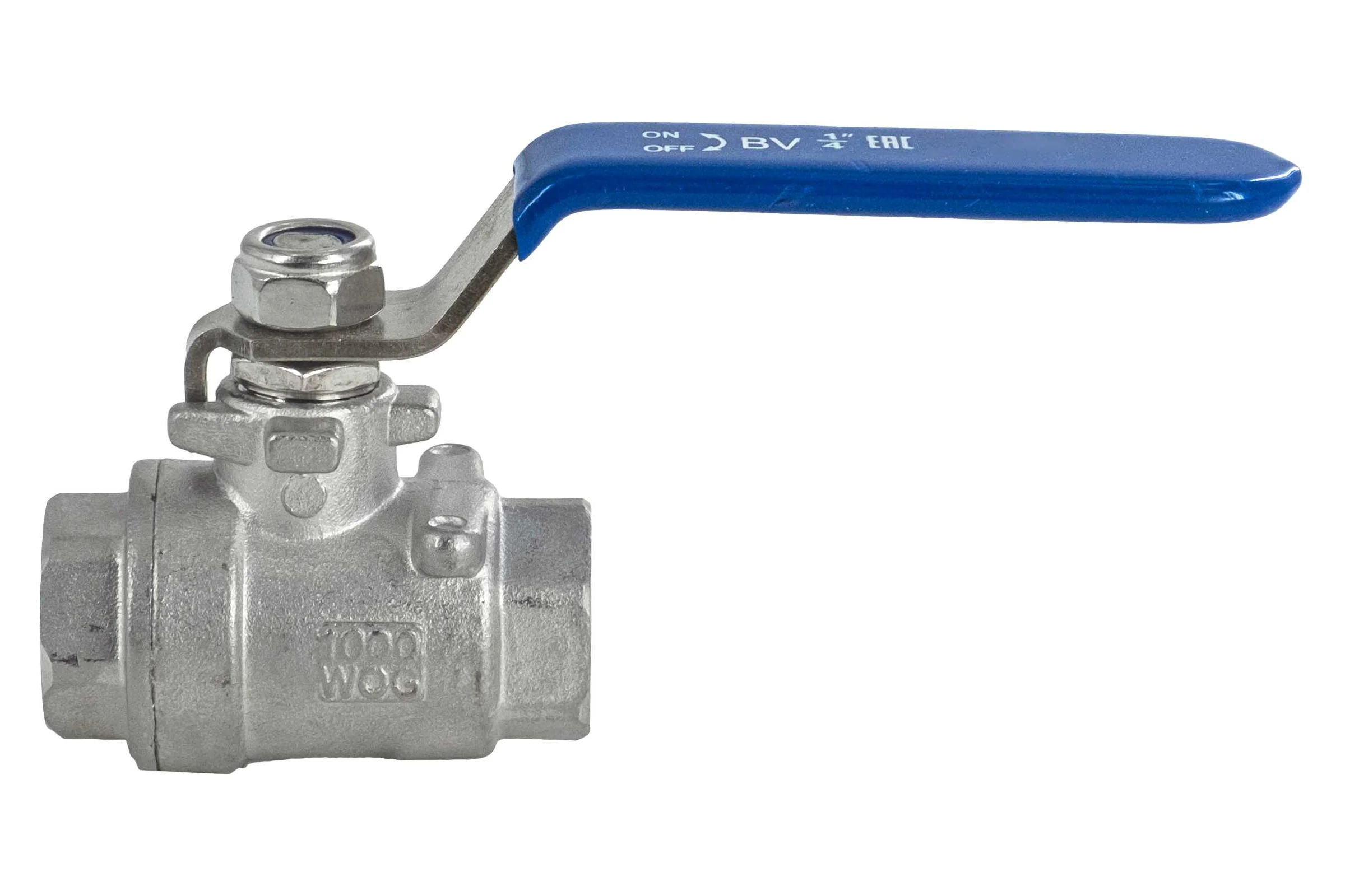 Кран шаровый муфтовый двусоставной нержавеющий NEWKEY (2PC) AISI304 DN 8 (1/4"), (CF8), PN64 NK-BML8/4