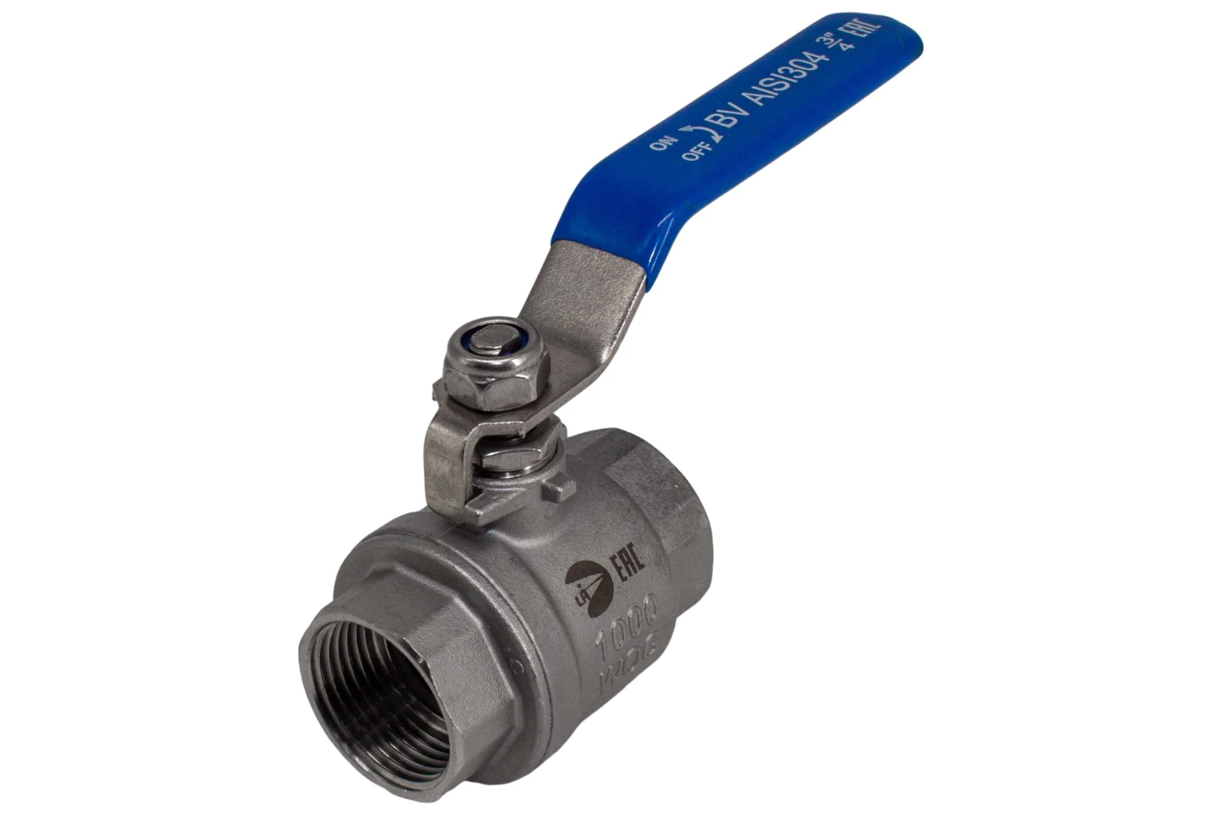 Кран шаровый муфтовый двусоставной нержавеющий NEWKEY (2PC) AISI304 DN20 (3/4"), (CF8), PN64 NK-BML20/4