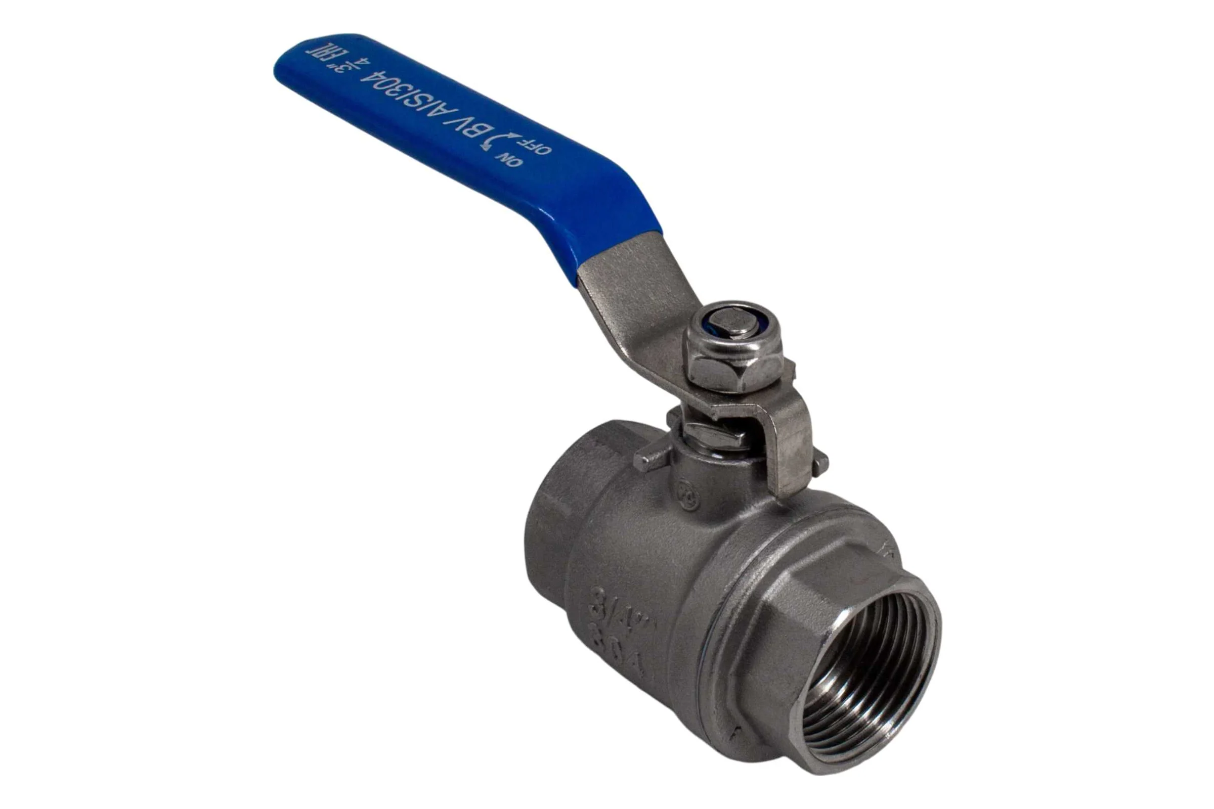 Кран шаровый муфтовый двусоставной нержавеющий NEWKEY (2PC) AISI304 DN20 (3/4"), (CF8), PN64 NK-BML20/4
