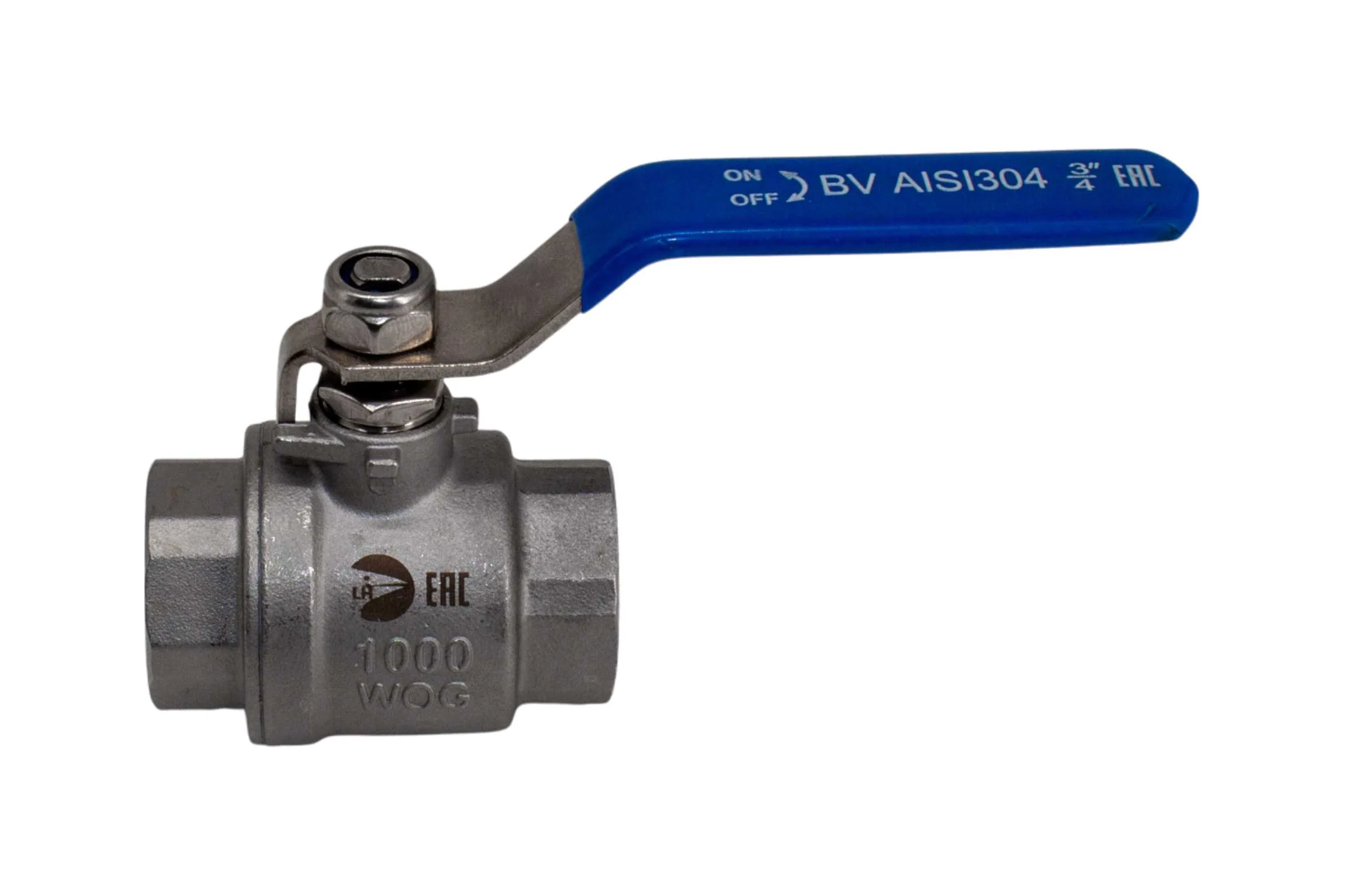 Кран шаровый муфтовый двусоставной нержавеющий NEWKEY (2PC) AISI304 DN20 (3/4"), (CF8), PN64 NK-BML20/4