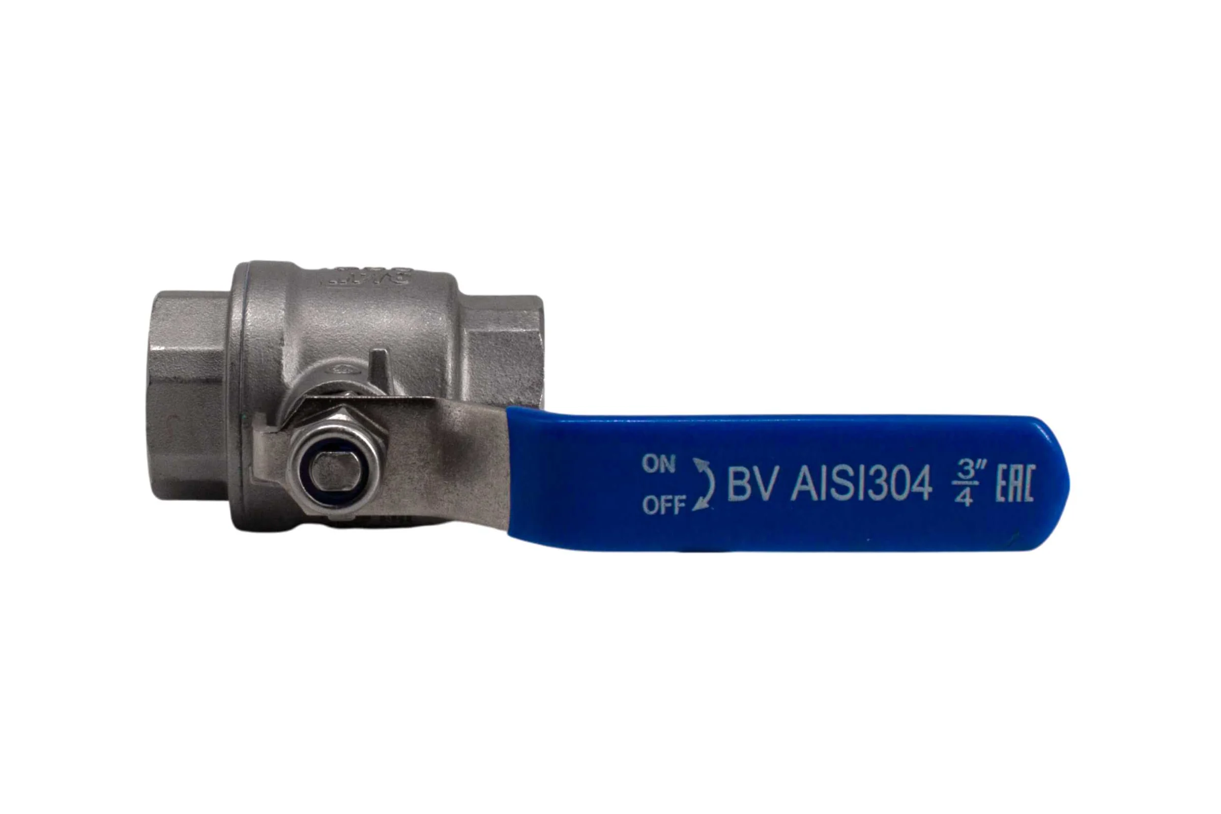 Кран шаровый муфтовый двусоставной нержавеющий NEWKEY (2PC) AISI304 DN20 (3/4"), (CF8), PN64 NK-BML20/4