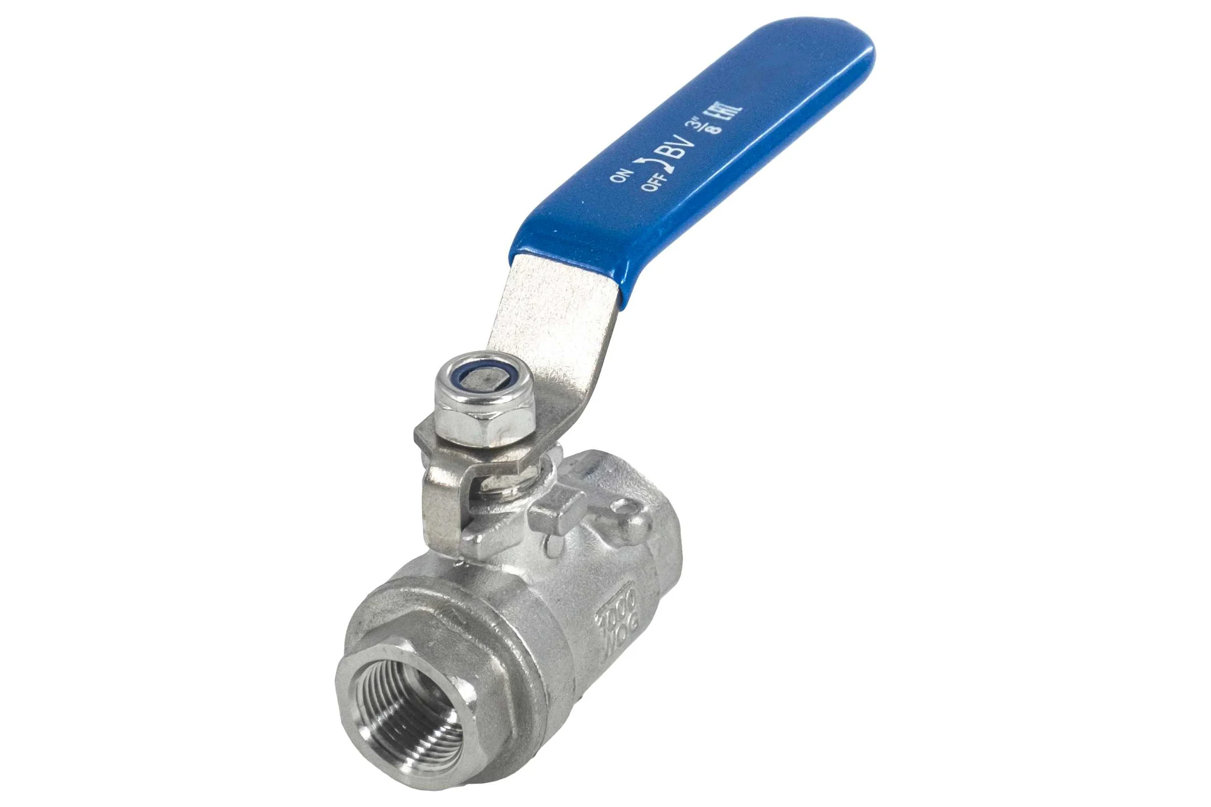 Кран шаровый муфтовый двусоставной нержавеющий NEWKEY (2PC) AISI304 DN10 (3/8"), (CF8), PN64 NK-BML10/4