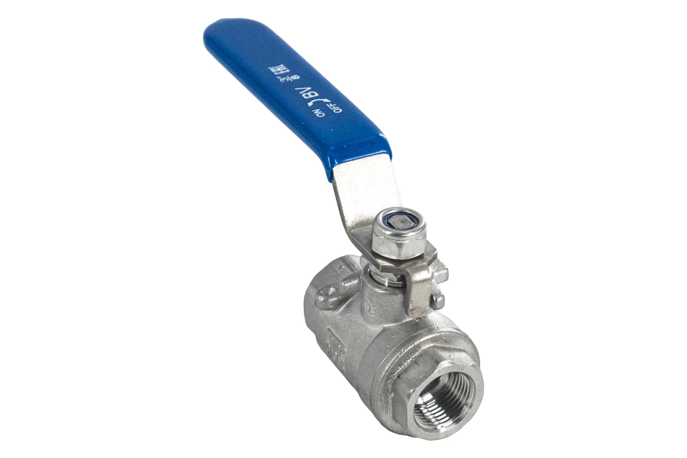 Кран шаровый муфтовый двусоставной нержавеющий NEWKEY (2PC) AISI304 DN10 (3/8"), (CF8), PN64 NK-BML10/4