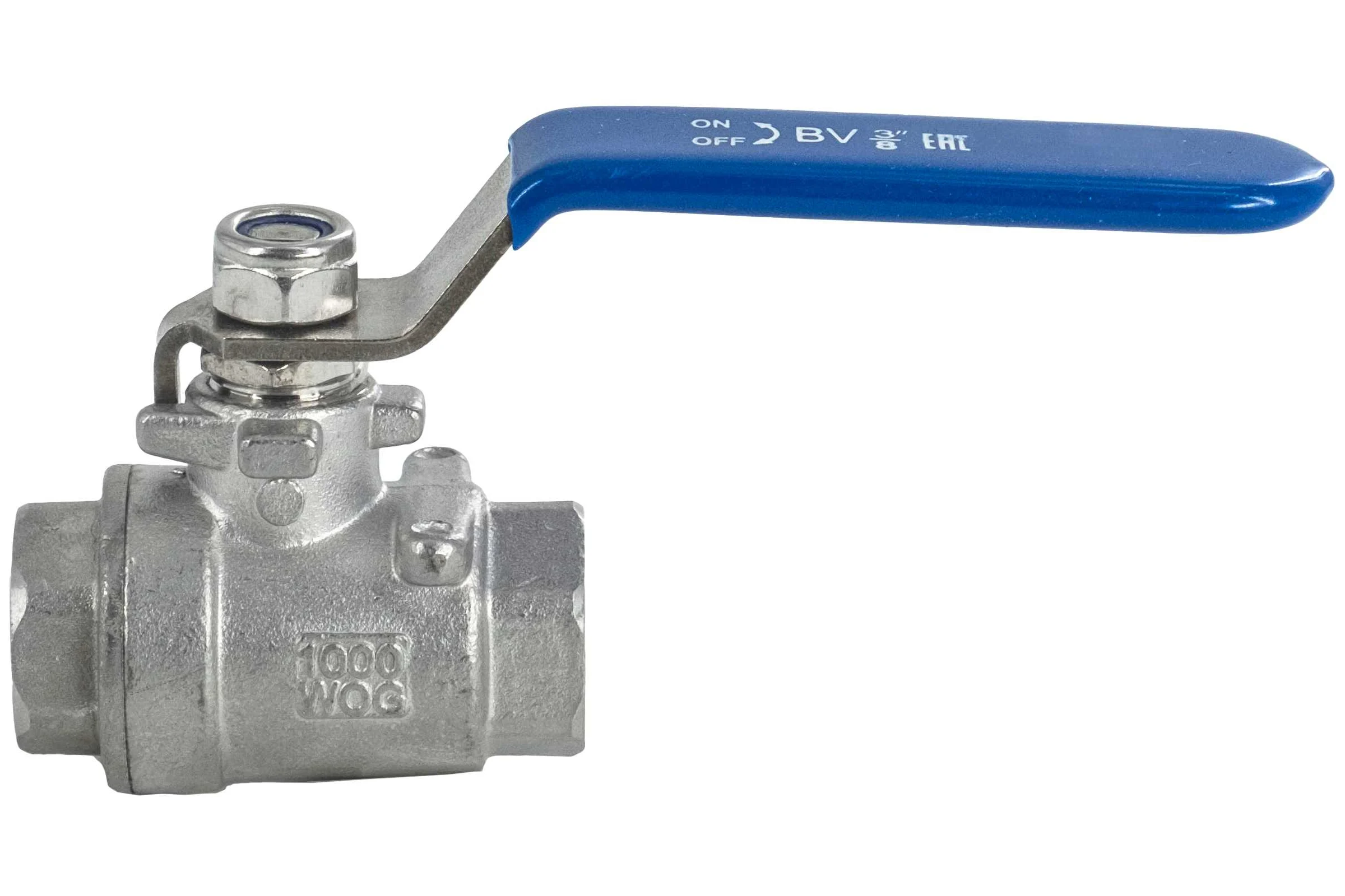 Кран шаровый муфтовый двусоставной нержавеющий NEWKEY (2PC) AISI304 DN10 (3/8"), (CF8), PN64 NK-BML10/4