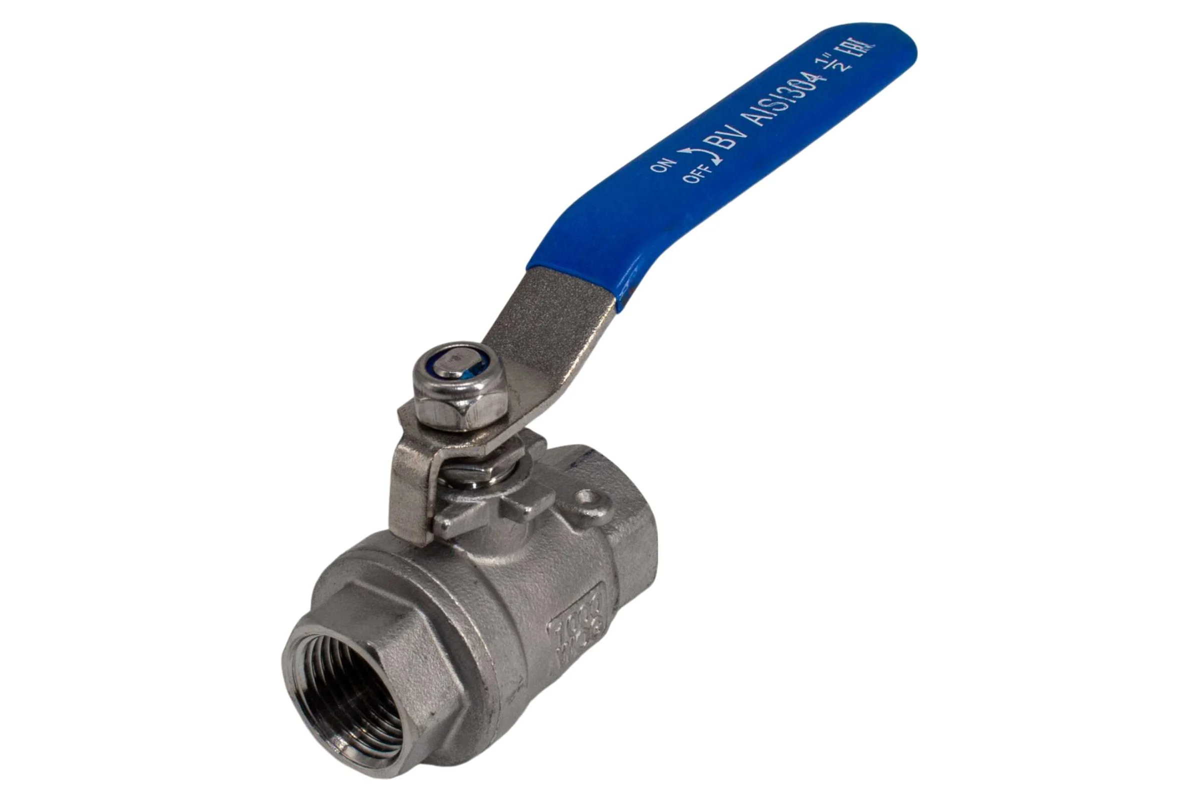 Кран шаровый муфтовый двусоставной нержавеющий NEWKEY (2PC) AISI304 DN15 (1/2"), (CF8), PN64 NK-BML15/4