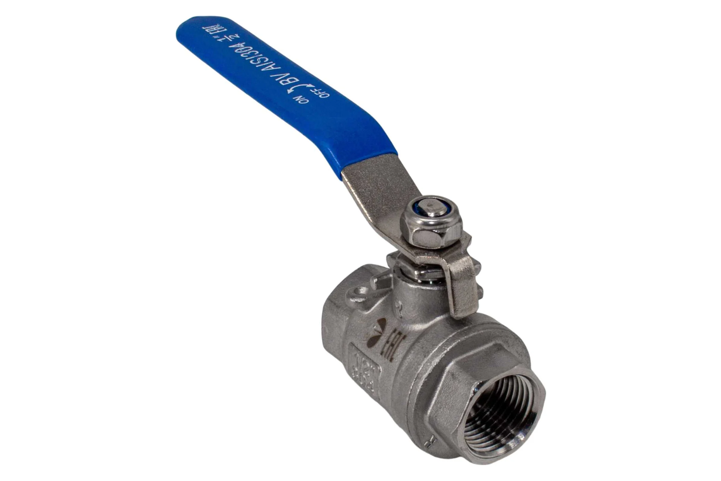 Кран шаровый муфтовый двусоставной нержавеющий NEWKEY (2PC) AISI304 DN15 (1/2"), (CF8), PN64 NK-BML15/4