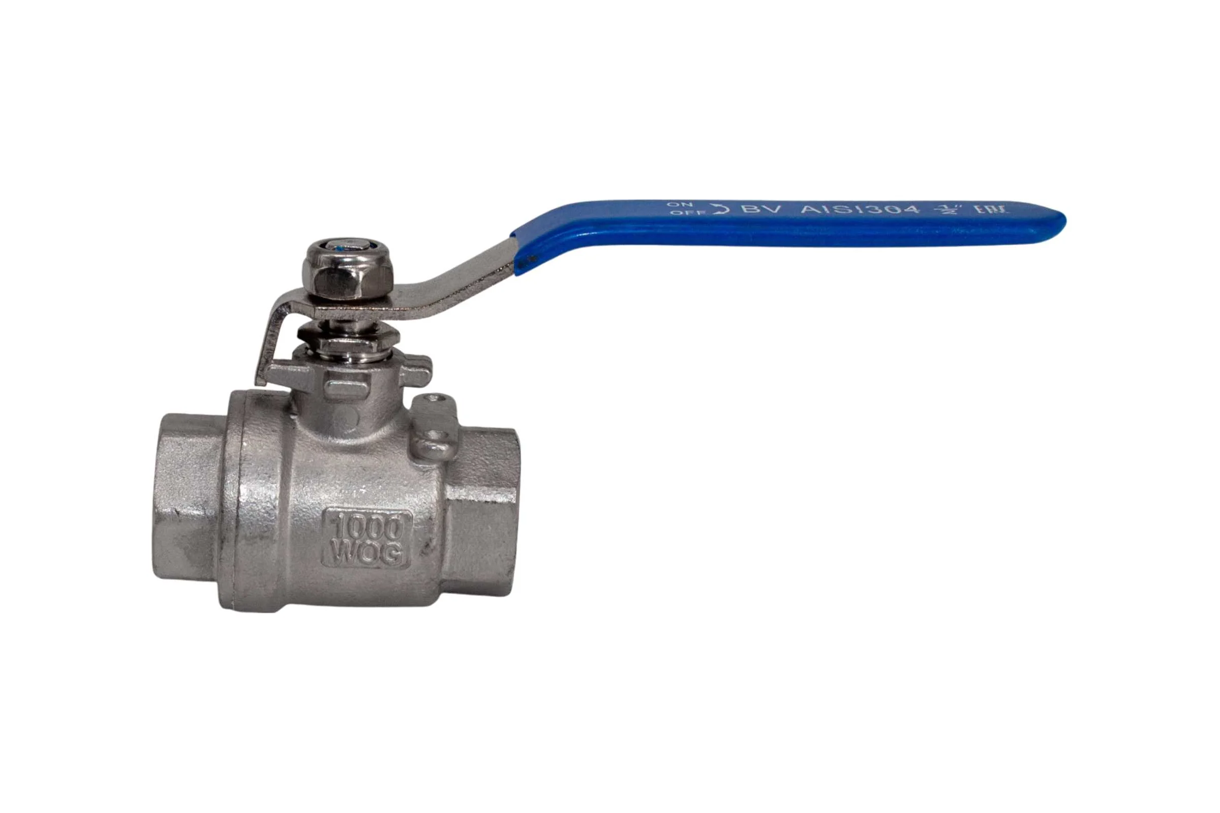 Кран шаровый муфтовый двусоставной нержавеющий NEWKEY (2PC) AISI304 DN15 (1/2"), (CF8), PN64 NK-BML15/4