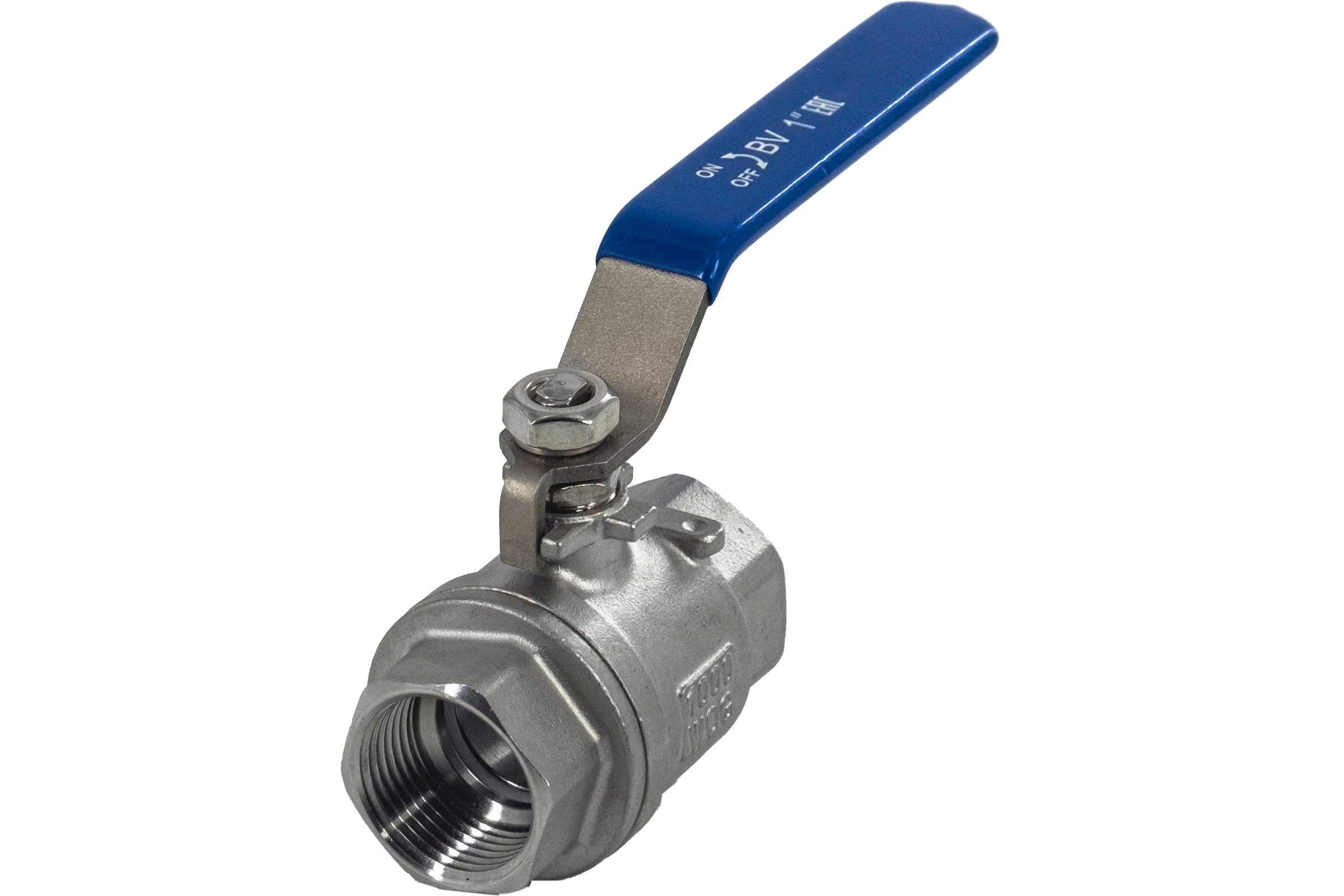 Кран шаровый муфтовый двусоставной нержавеющий NEWKEY (2PC) AISI304 DN25 (1"), (CF8), PN64 NK-BML25/4