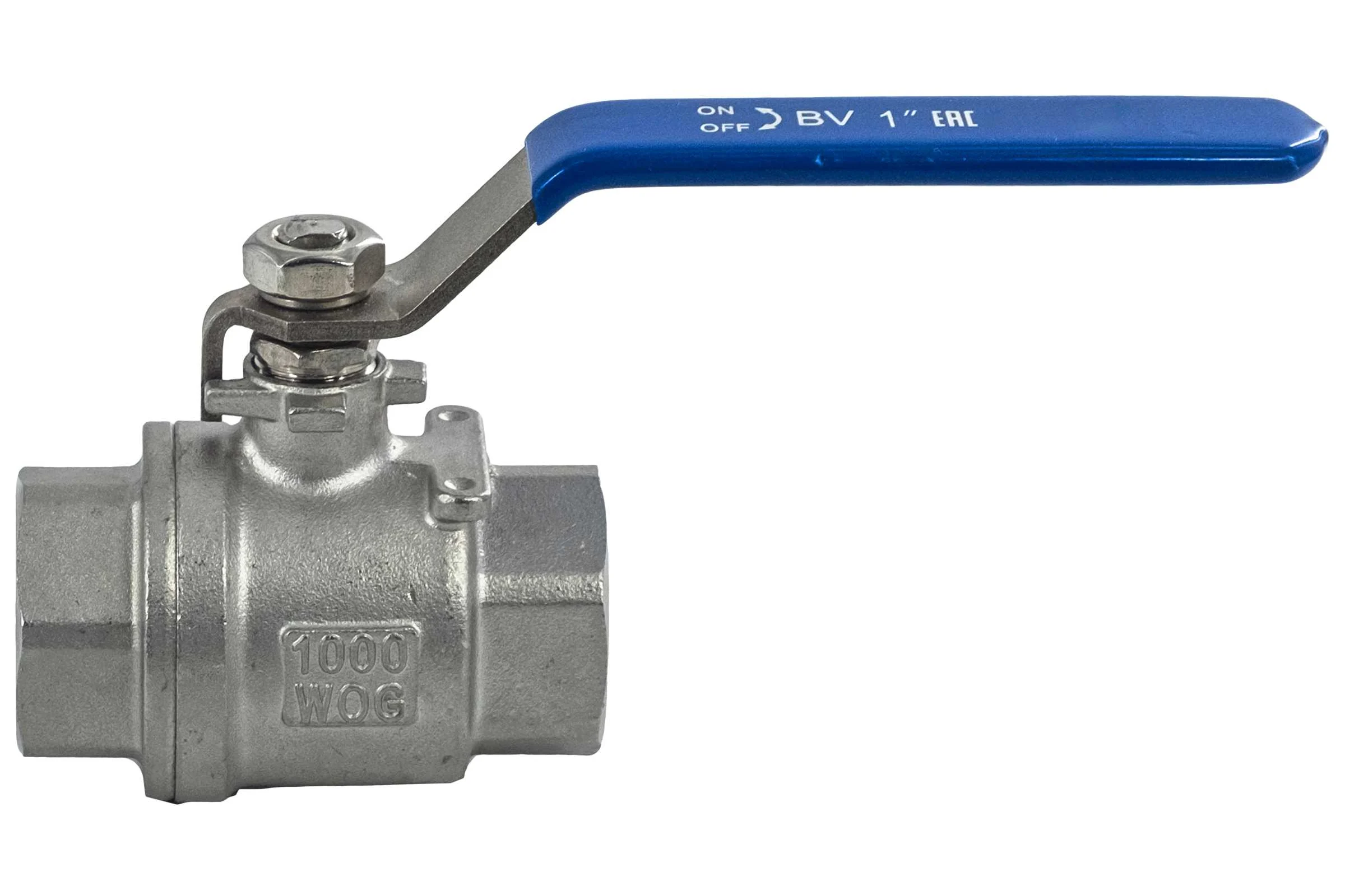 Кран шаровый муфтовый двусоставной нержавеющий NEWKEY (2PC) AISI304 DN25 (1"), (CF8), PN64 NK-BML25/4