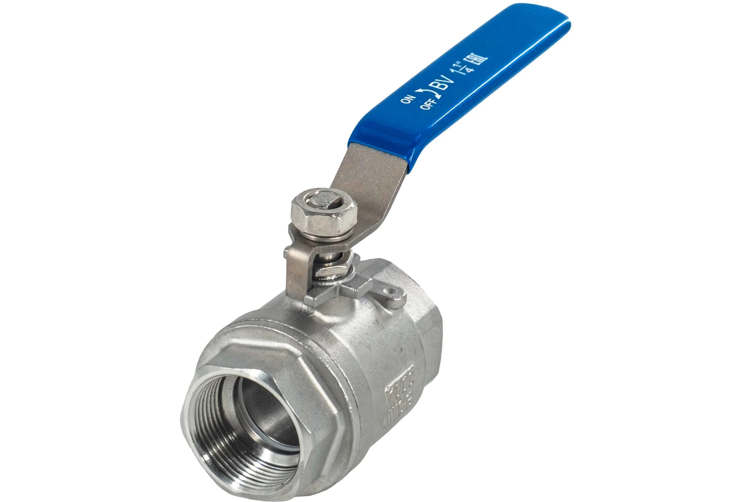 Кран шаровый муфтовый двусоставной нержавеющий NEWKEY (2PC) AISI304 DN32 (1_1/4"), (CF8), PN40 NK-BML32/4