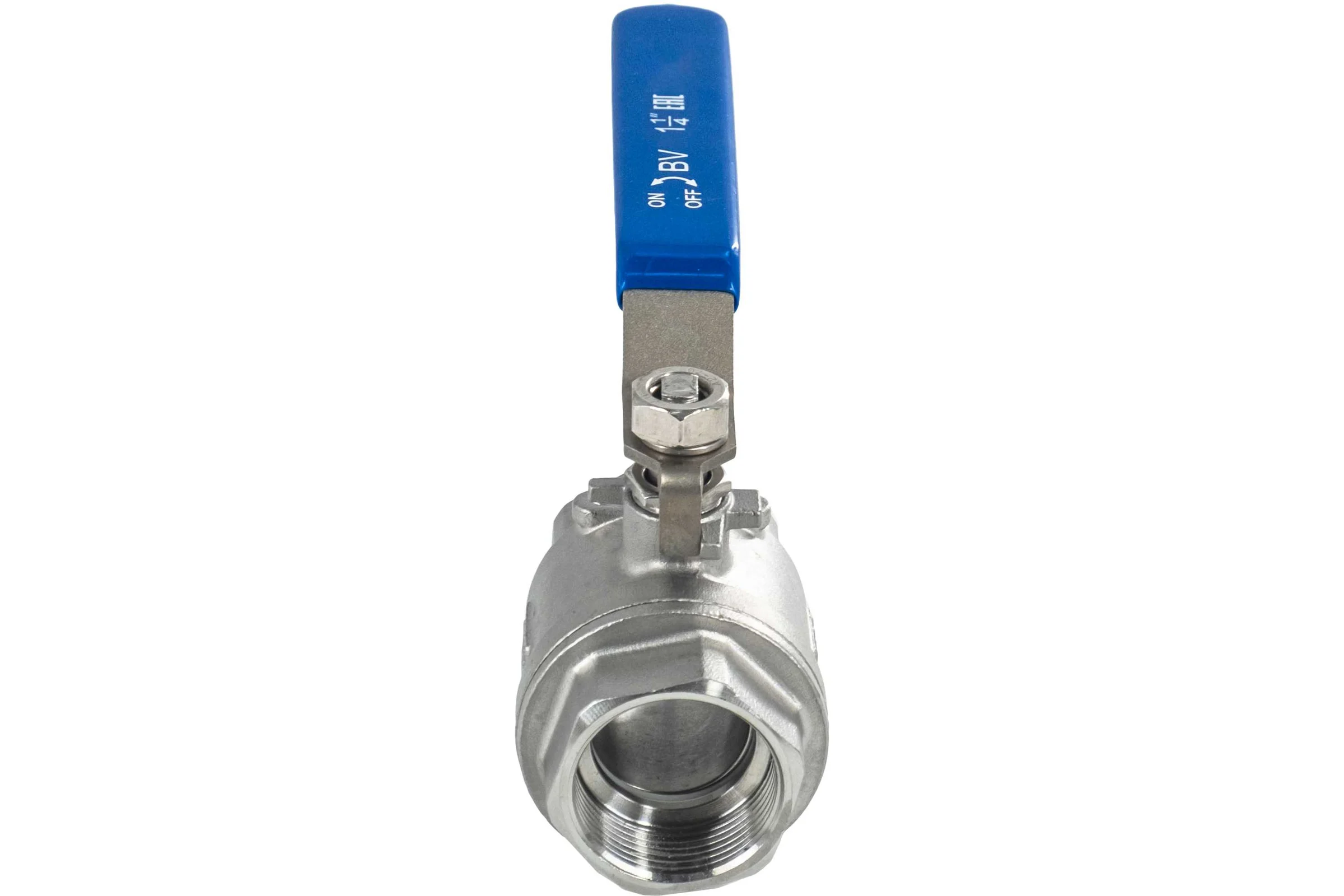 Кран шаровый муфтовый двусоставной нержавеющий NEWKEY (2PC) AISI304 DN32 (1_1/4"), (CF8), PN40 NK-BML32/4