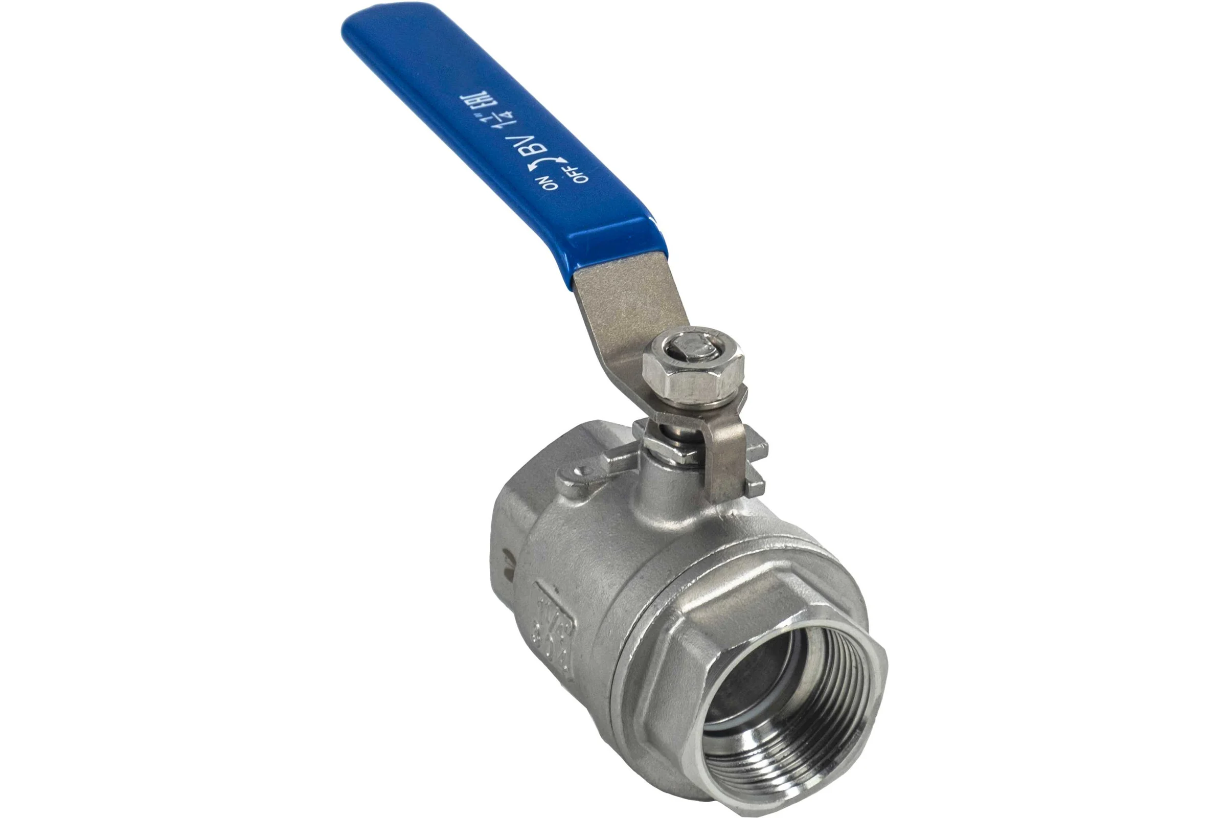 Кран шаровый муфтовый двусоставной нержавеющий NEWKEY (2PC) AISI304 DN32 (1_1/4"), (CF8), PN40 NK-BML32/4