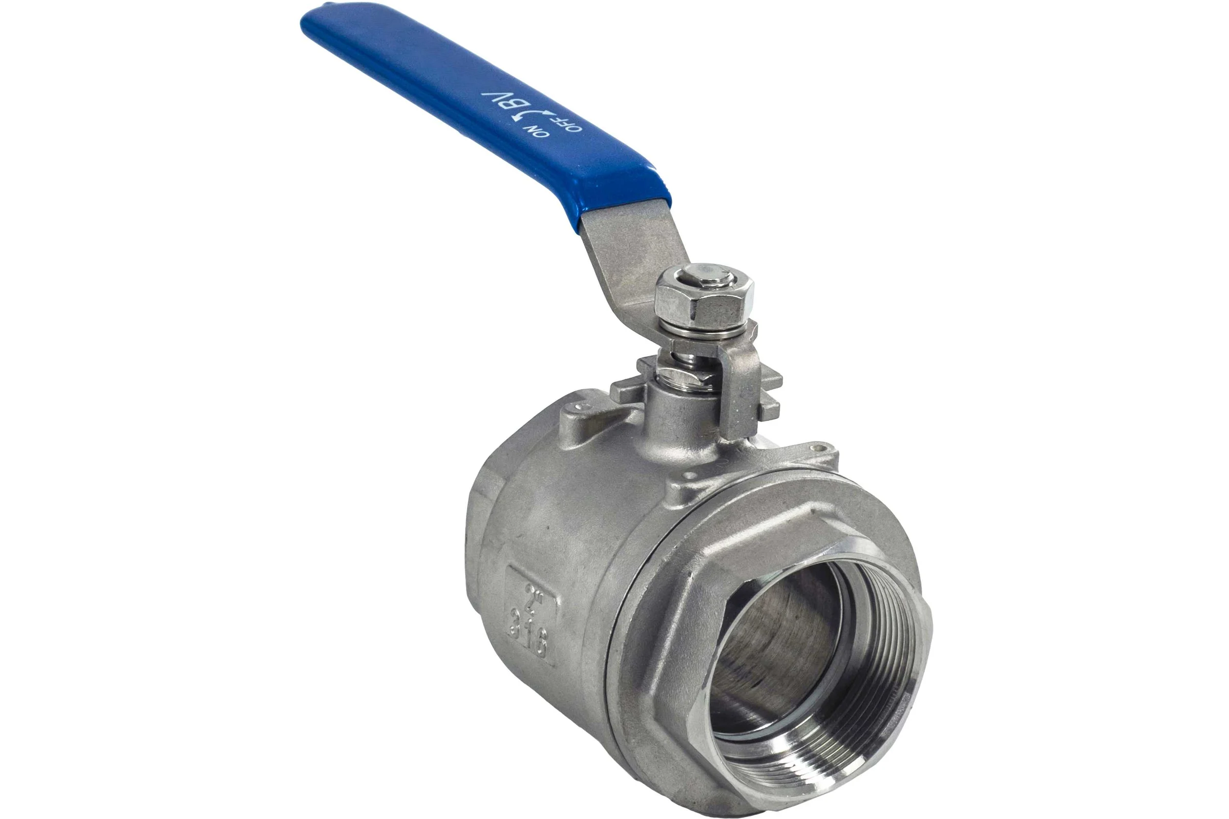 Кран шаровый муфтовый двусоставной нержавеющий NEWKEY (2PC) AISI304 DN50 (2"), (CF8), PN40 NK-BML50/4