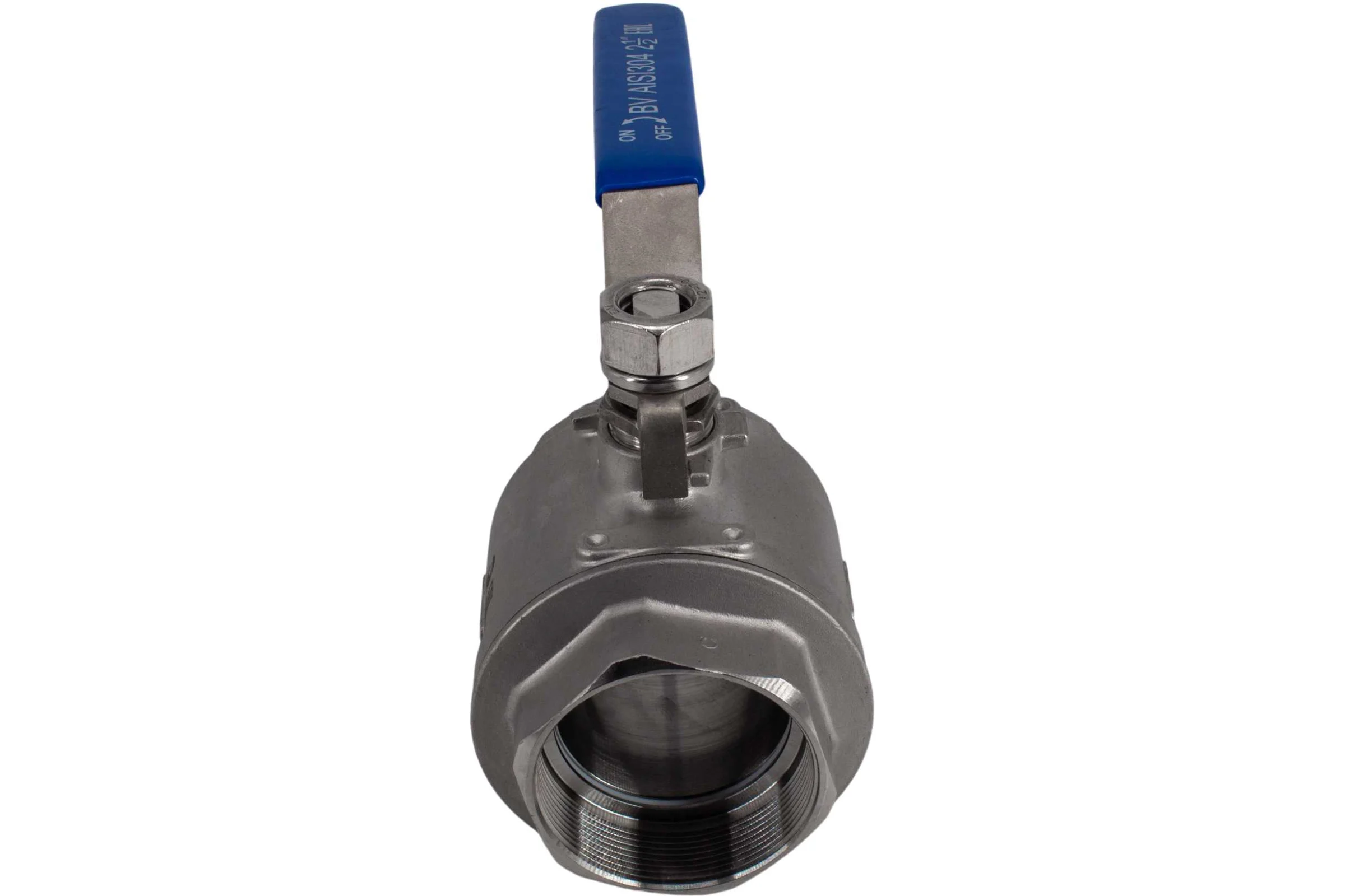Кран шаровый муфтовый двусоставной нержавеющий NEWKEY (2PC) AISI304 DN65 (2_1/2"), (CF8), PN25 NK-BML65/4