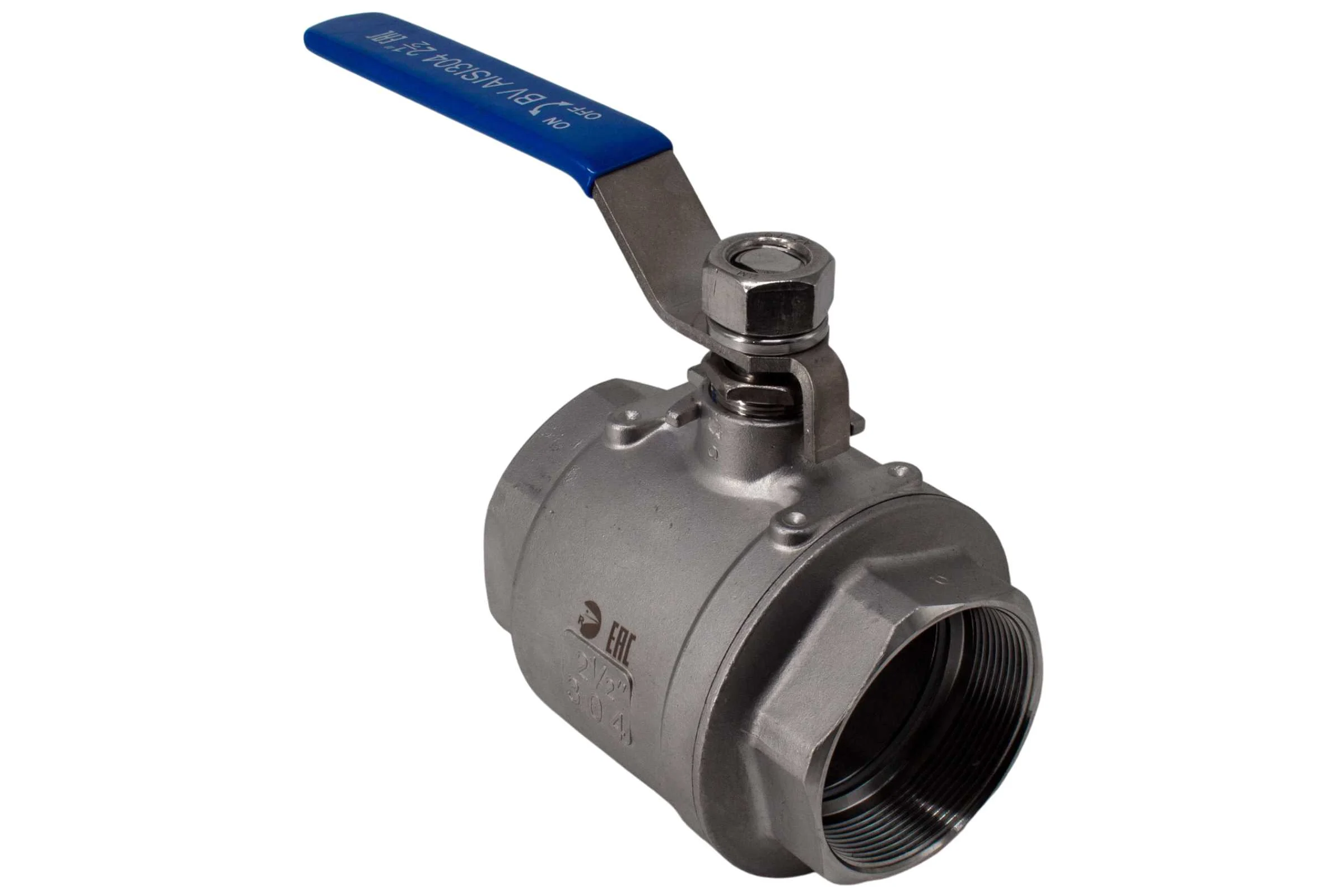 Кран шаровый муфтовый двусоставной нержавеющий NEWKEY (2PC) AISI304 DN65 (2_1/2"), (CF8), PN25 NK-BML65/4