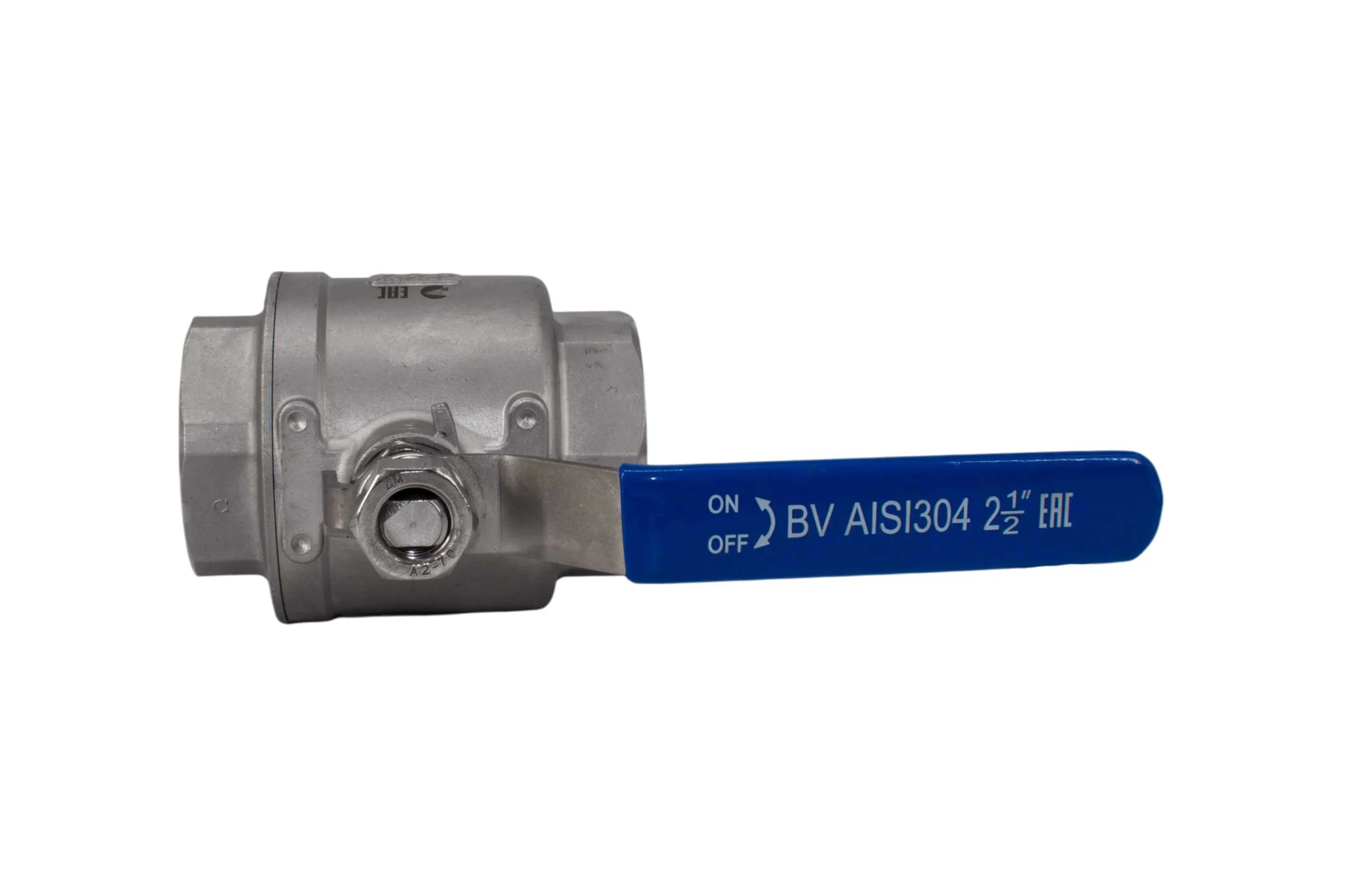 Кран шаровый муфтовый двусоставной нержавеющий NEWKEY (2PC) AISI304 DN65 (2_1/2"), (CF8), PN25 NK-BML65/4