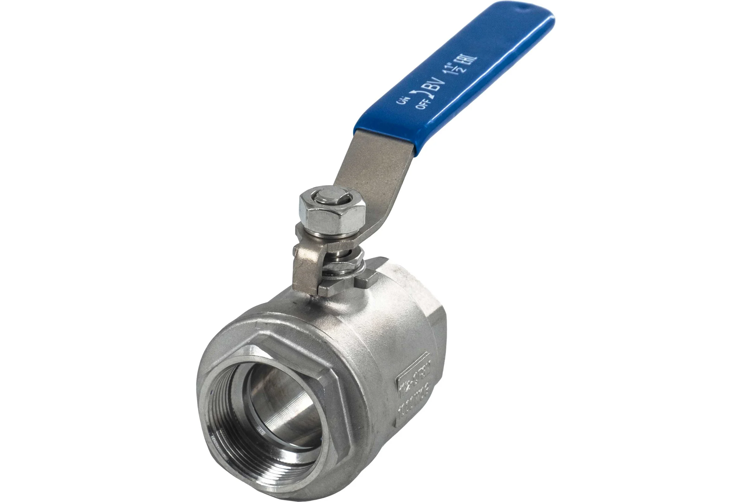 Кран шаровый муфтовый двусоставной нержавеющий NEWKEY (2PC) AISI304 DN40 (1_1/2"), (CF8), PN40 NK-BML40/4