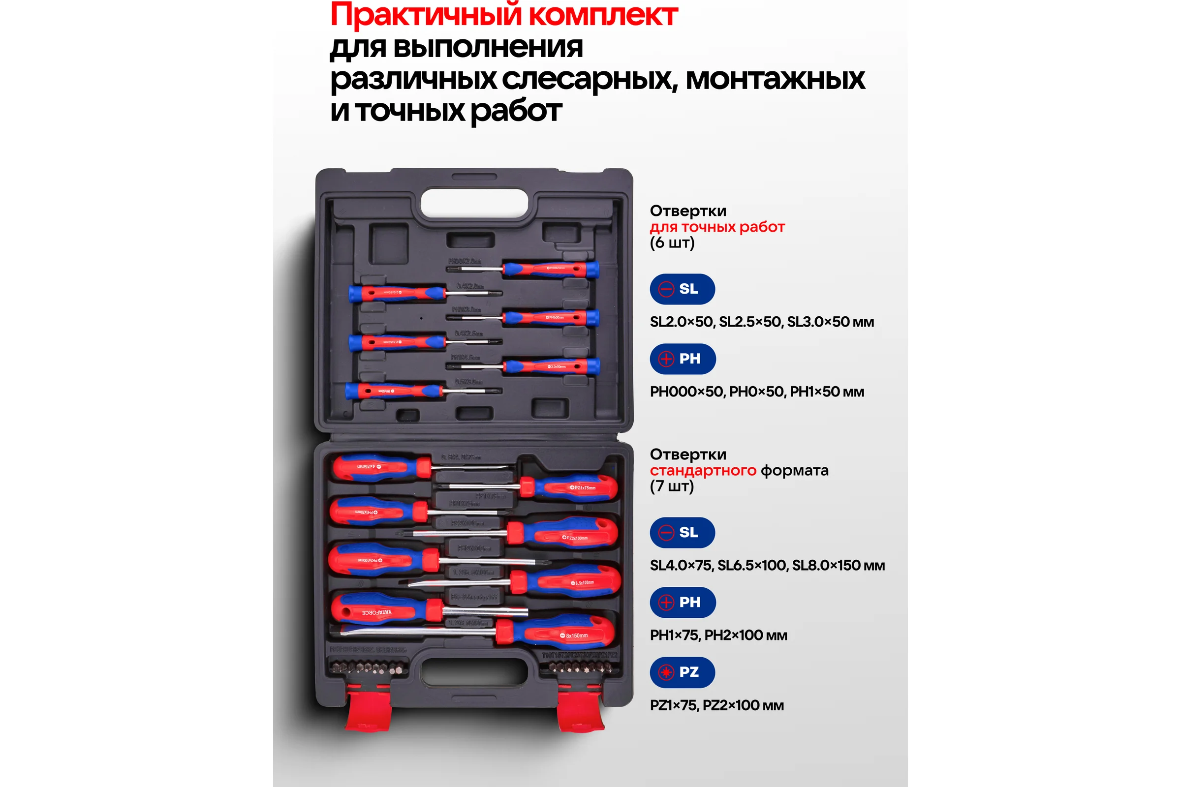 Отвертки в комплекте с битами YATAFORCE набор 32 предмета YF-7032C(66046)
