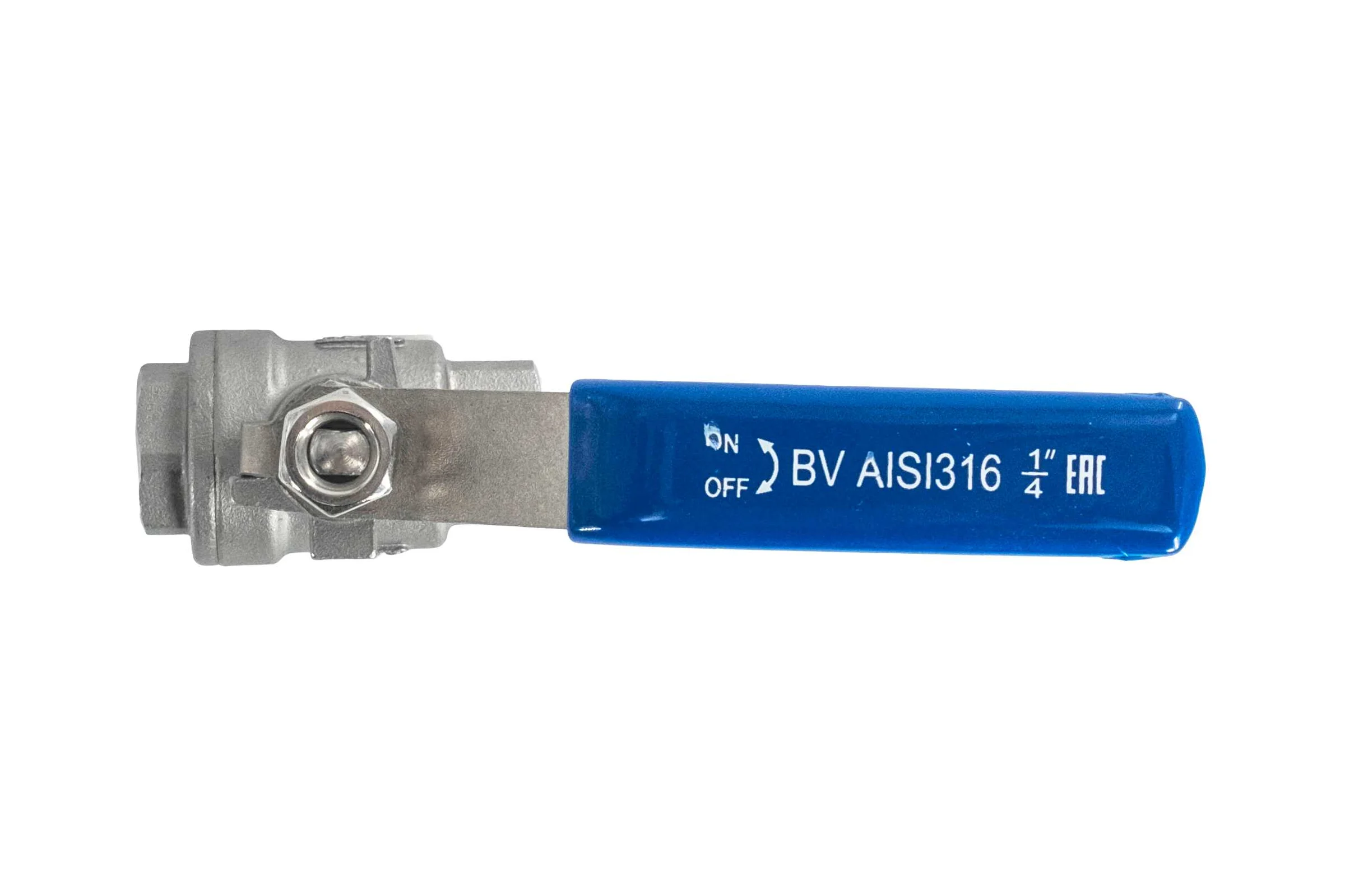 Кран шаровый муфтовый двусоставной нержавеющий NEWKEY (2PC) AISI316 DN 8 (1/4"), (CF8M), PN64 NK-BML8/6