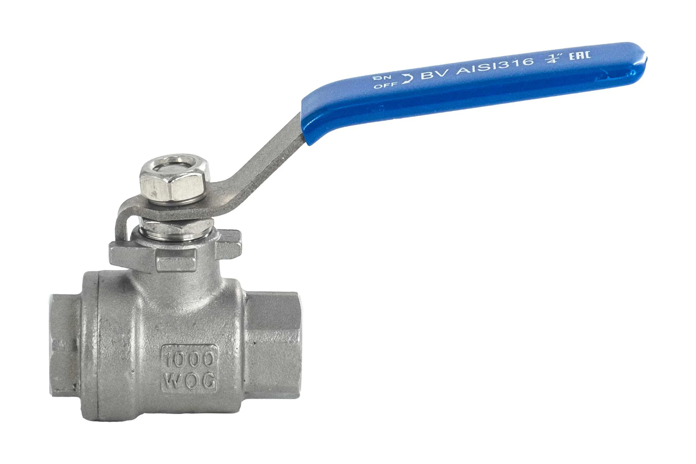 Кран шаровый муфтовый двусоставной нержавеющий NEWKEY (2PC) AISI316 DN 8 (1/4"), (CF8M), PN64 NK-BML8/6