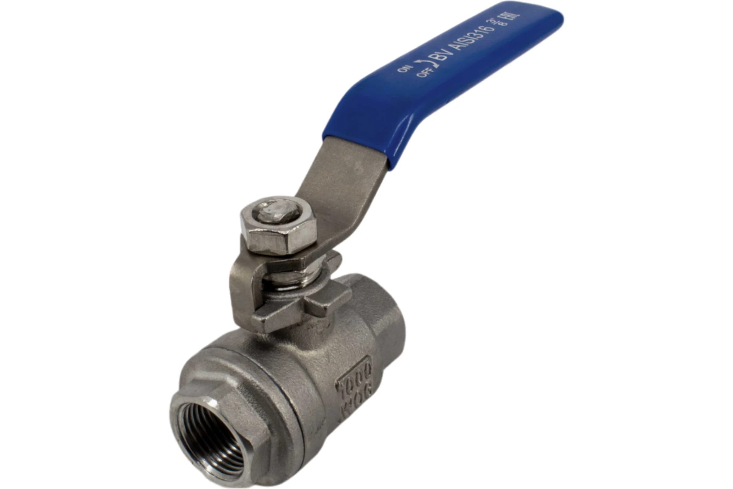 Кран шаровый муфтовый двусоставной нержавеющий NEWKEY (2PC) AISI316 DN10 (3/8"), (CF8M), PN64 NK-BML10/6
