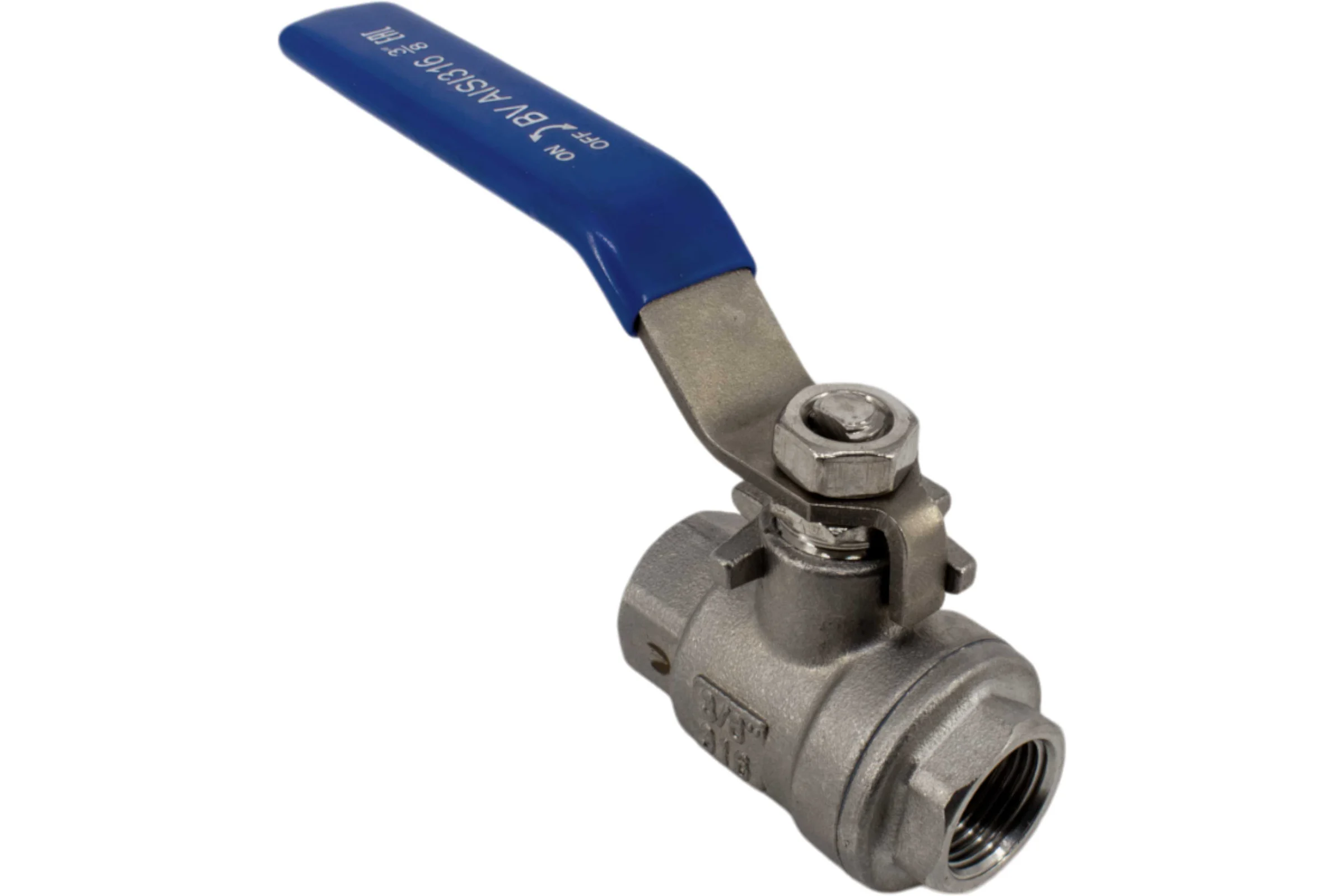 Кран шаровый муфтовый двусоставной нержавеющий NEWKEY (2PC) AISI316 DN10 (3/8"), (CF8M), PN64 NK-BML10/6