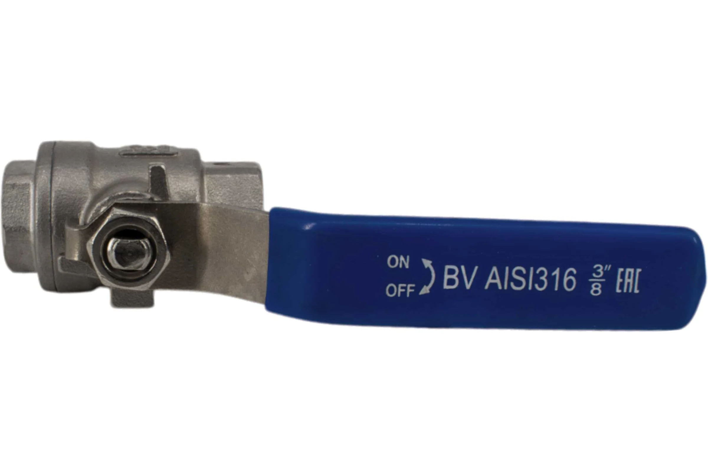 Кран шаровый муфтовый двусоставной нержавеющий NEWKEY (2PC) AISI316 DN10 (3/8"), (CF8M), PN64 NK-BML10/6