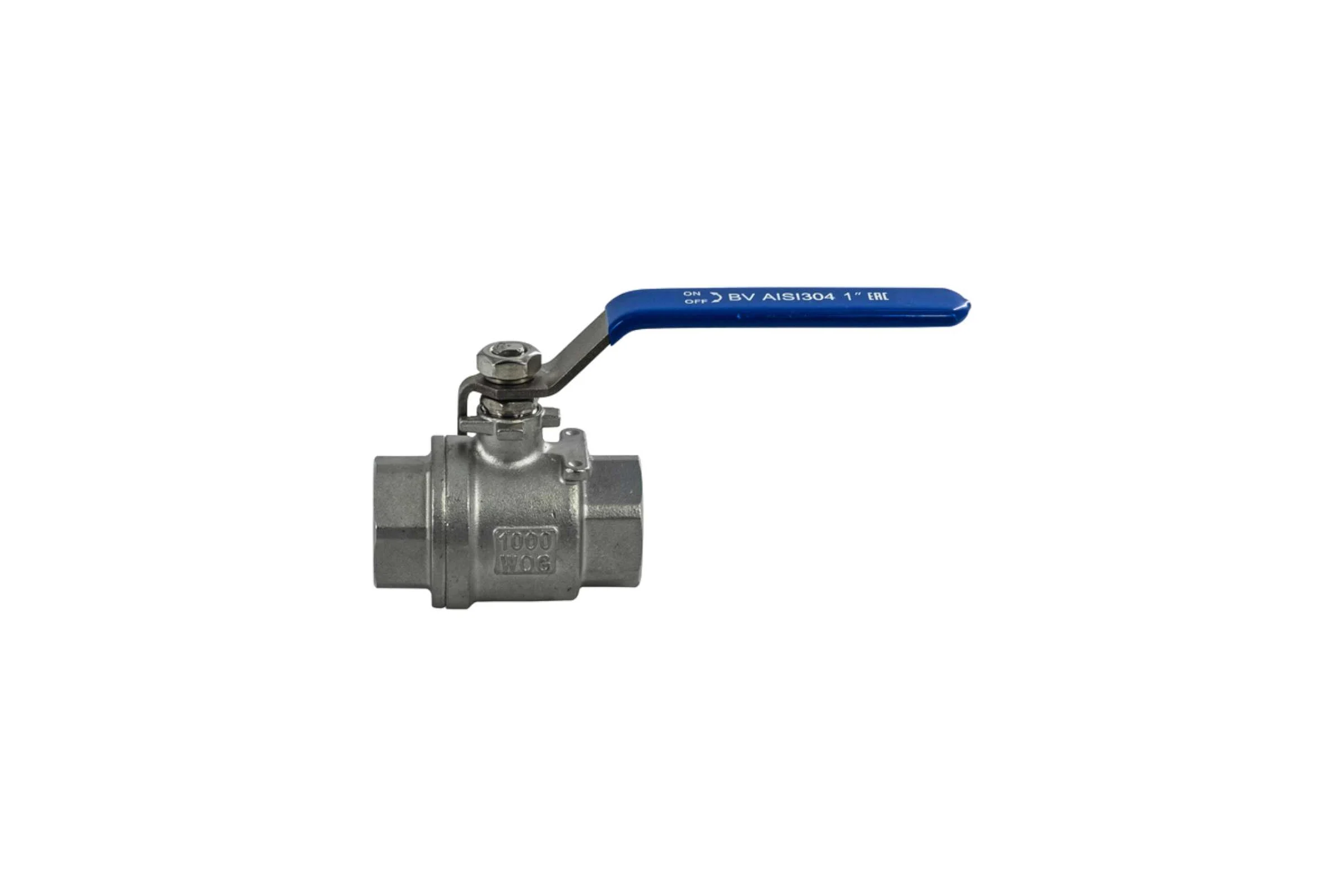 Кран шаровый муфтовый двусоставной нержавеющий NEWKEY (2PC) AISI316 DN25 (1"), (CF8M), PN64 NK-BML25/6