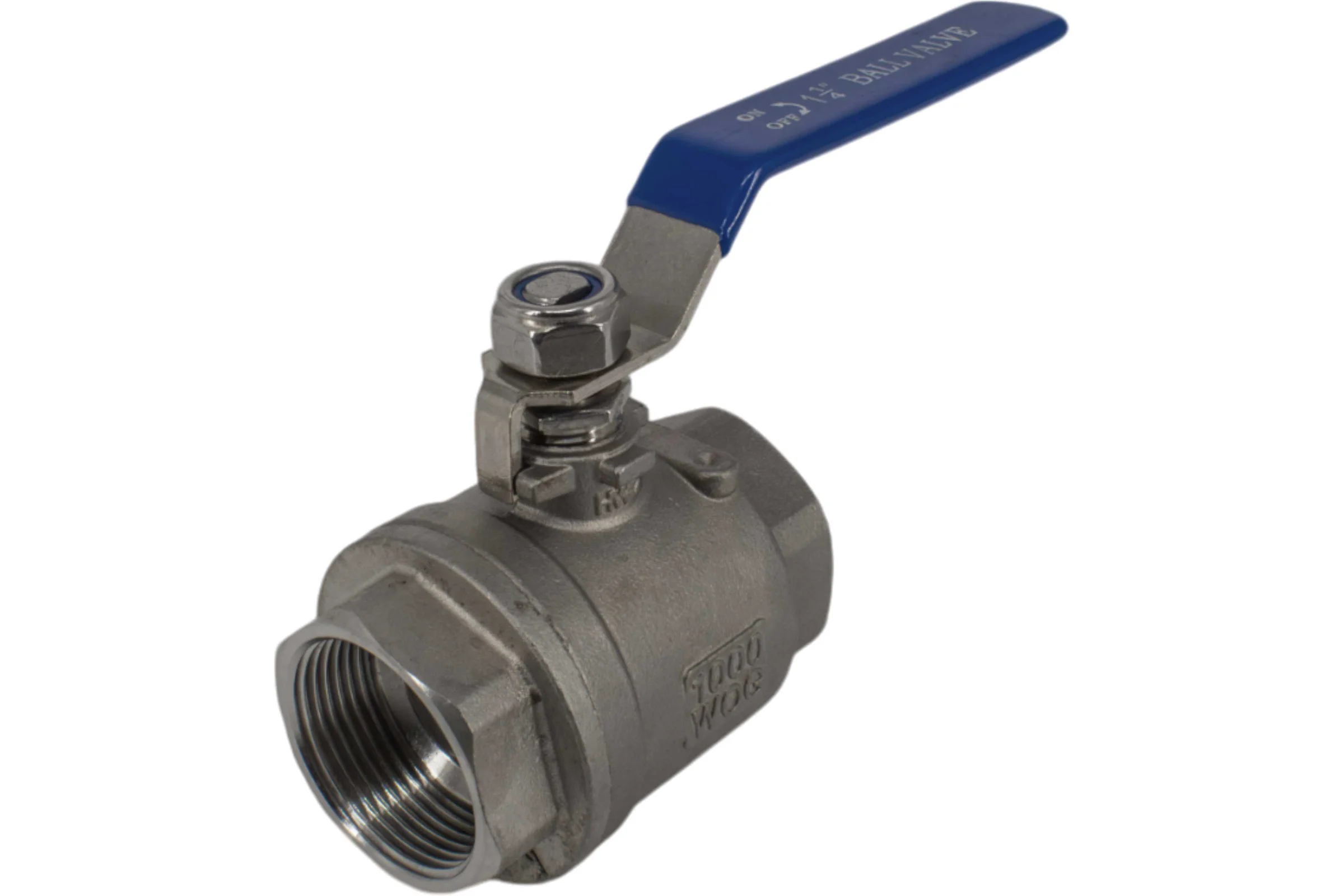 Кран шаровый муфтовый двусоставной нержавеющий NEWKEY (2PC) AISI316 DN32 (1_1/4"), (CF8M), PN40 NK-BML32/6