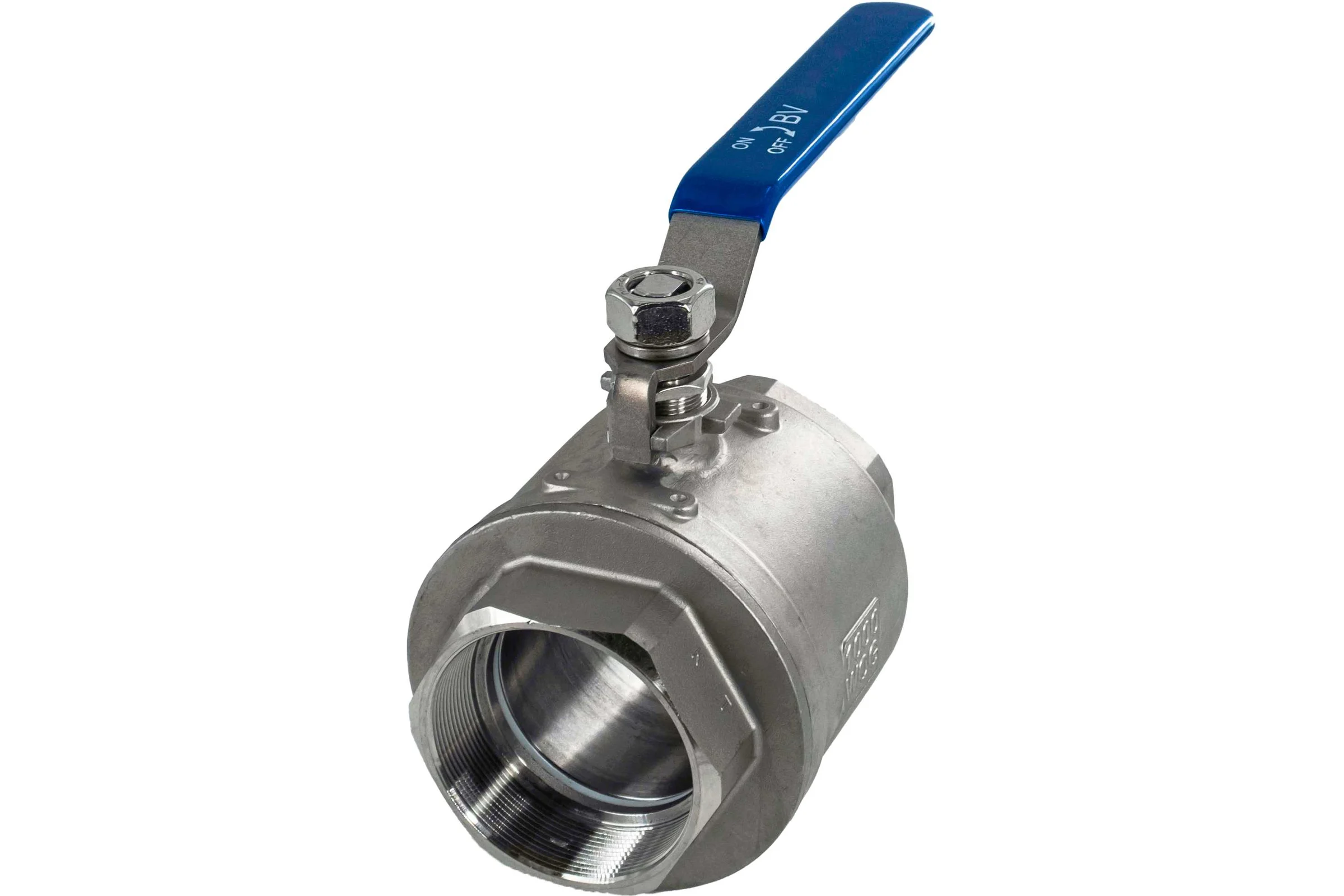 Кран шаровый муфтовый двусоставной нержавеющий NEWKEY (2PC) AISI316 DN80 (3"), (CF8M), PN25 NK-BML80/6
