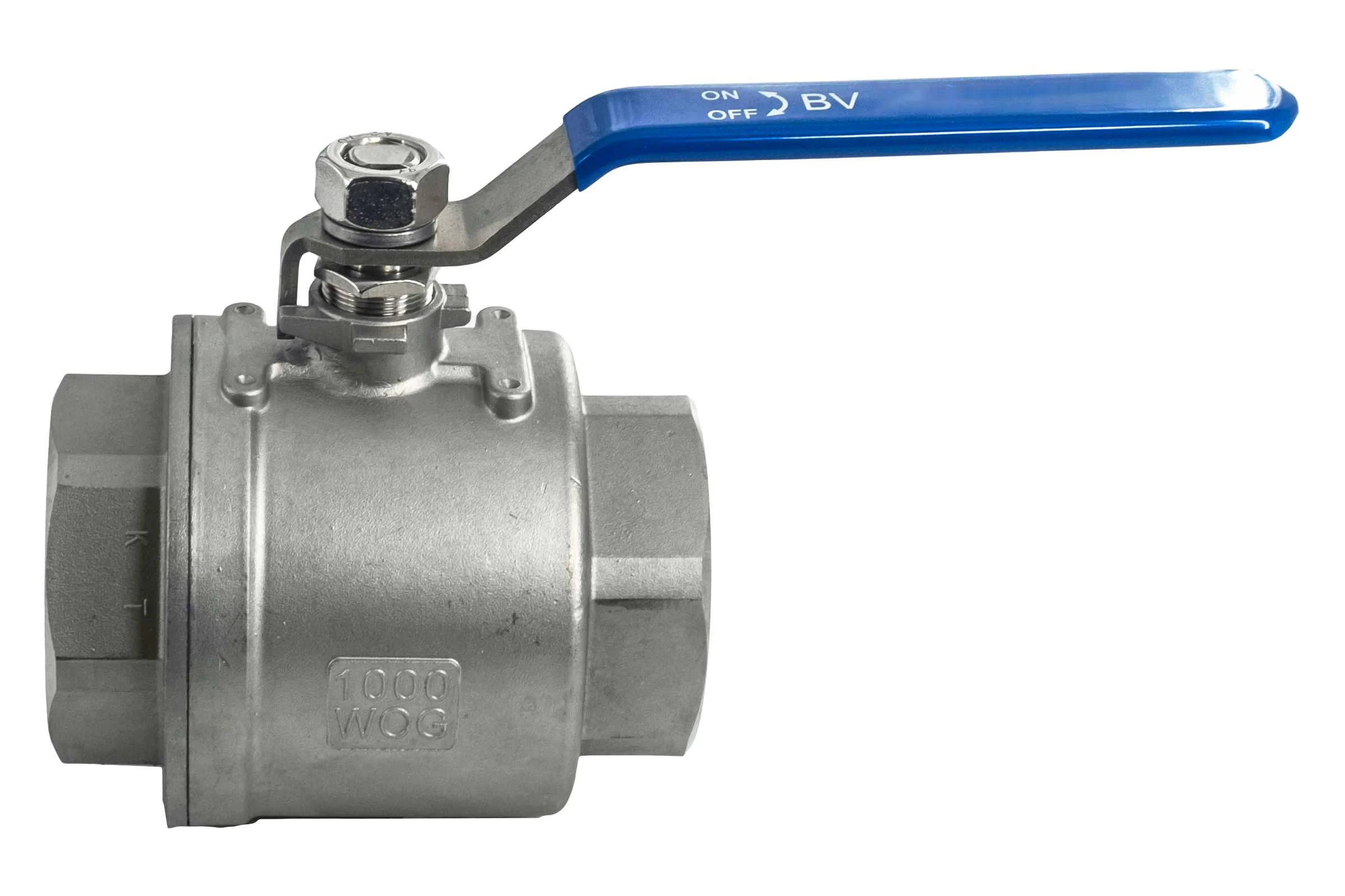Кран шаровый муфтовый двусоставной нержавеющий NEWKEY (2PC) AISI316 DN80 (3"), (CF8M), PN25 NK-BML80/6