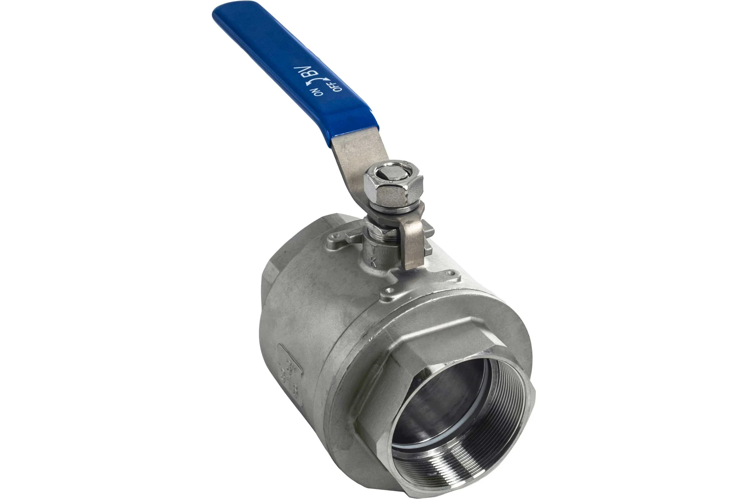 Кран шаровый муфтовый двусоставной нержавеющий NEWKEY (2PC) AISI316 DN80 (3"), (CF8M), PN25 NK-BML80/6