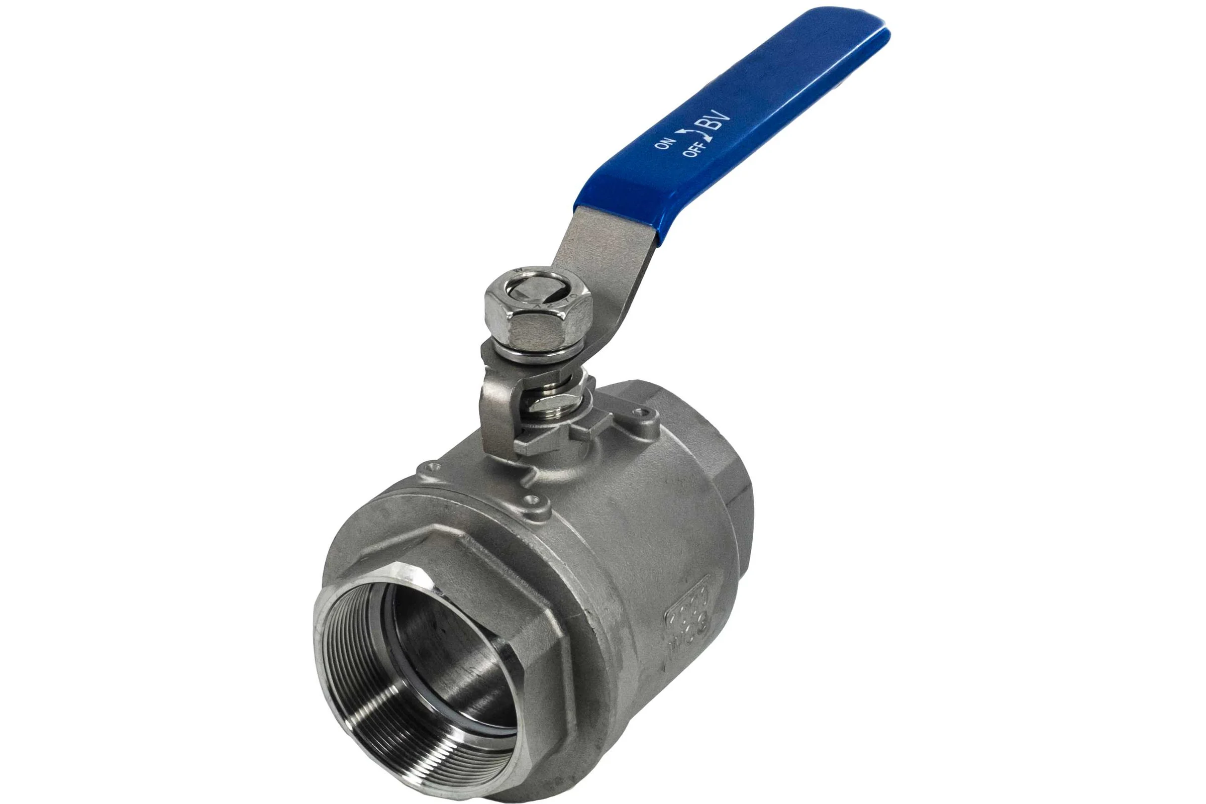 Кран шаровый муфтовый двусоставной нержавеющий NEWKEY (2PC) AISI316 DN65 (2_1/2"), (CF8M), PN25 NK-BML65/6