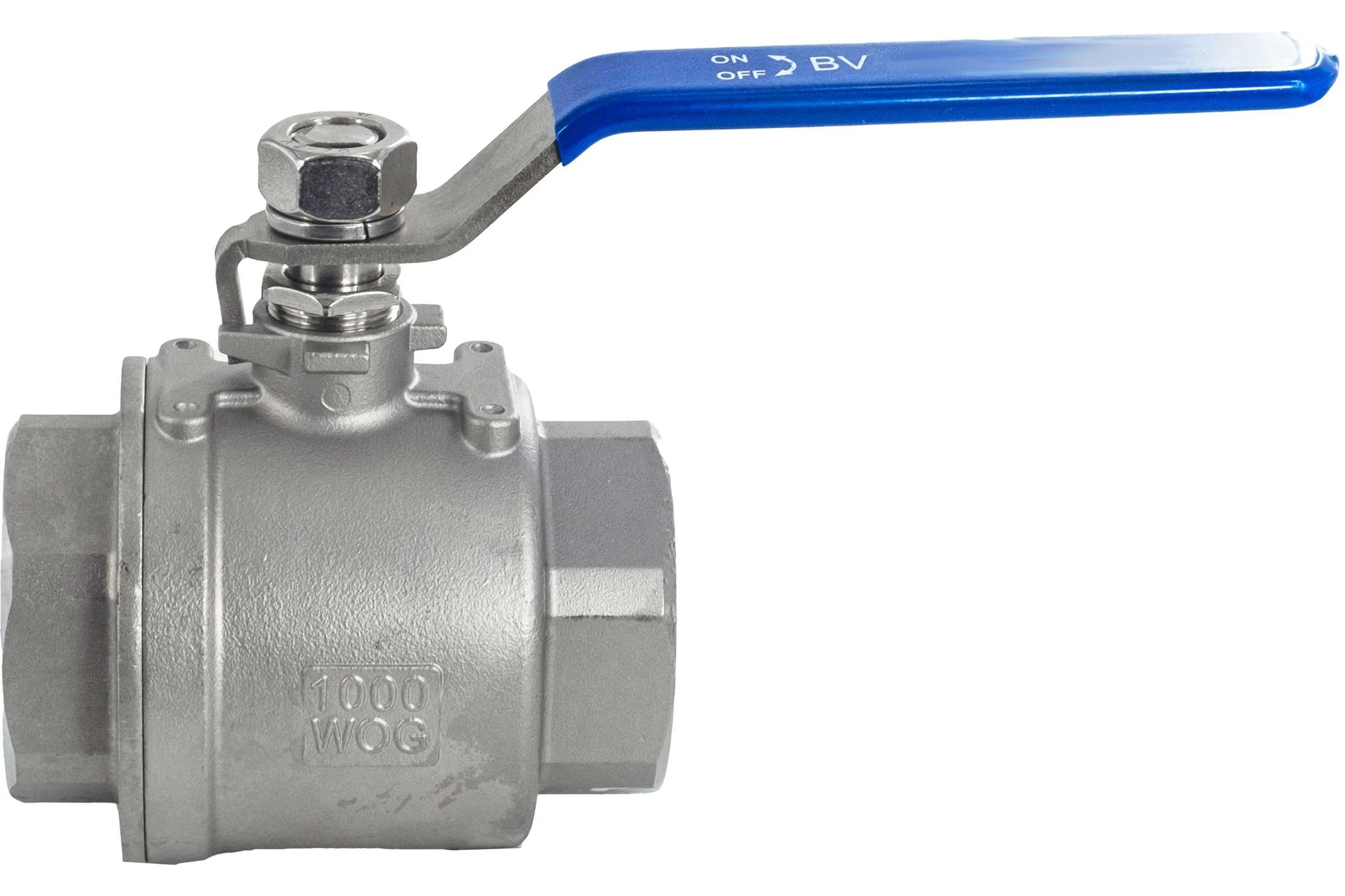 Кран шаровый муфтовый двусоставной нержавеющий NEWKEY (2PC) AISI316 DN65 (2_1/2"), (CF8M), PN25 NK-BML65/6
