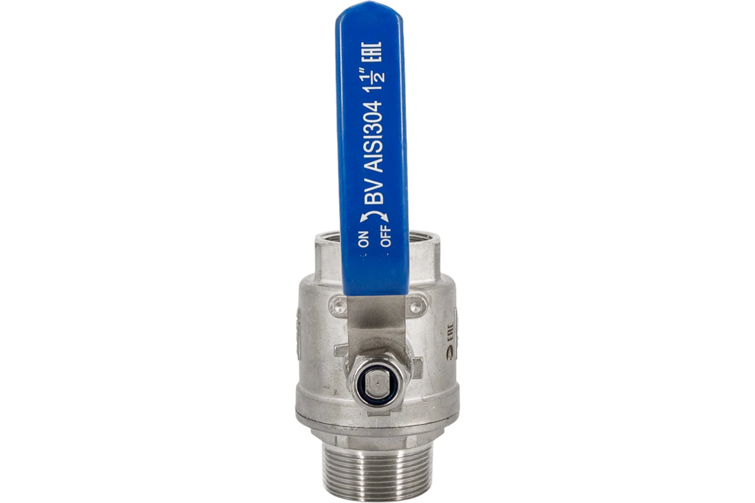 Кран шаровый муфтовый двусоставной NEWKEY (2PC) ВР/НР, нержавеющий AISI304 DN40 (1_1/2"), (CF8), PN40 NK-BMFL40/4