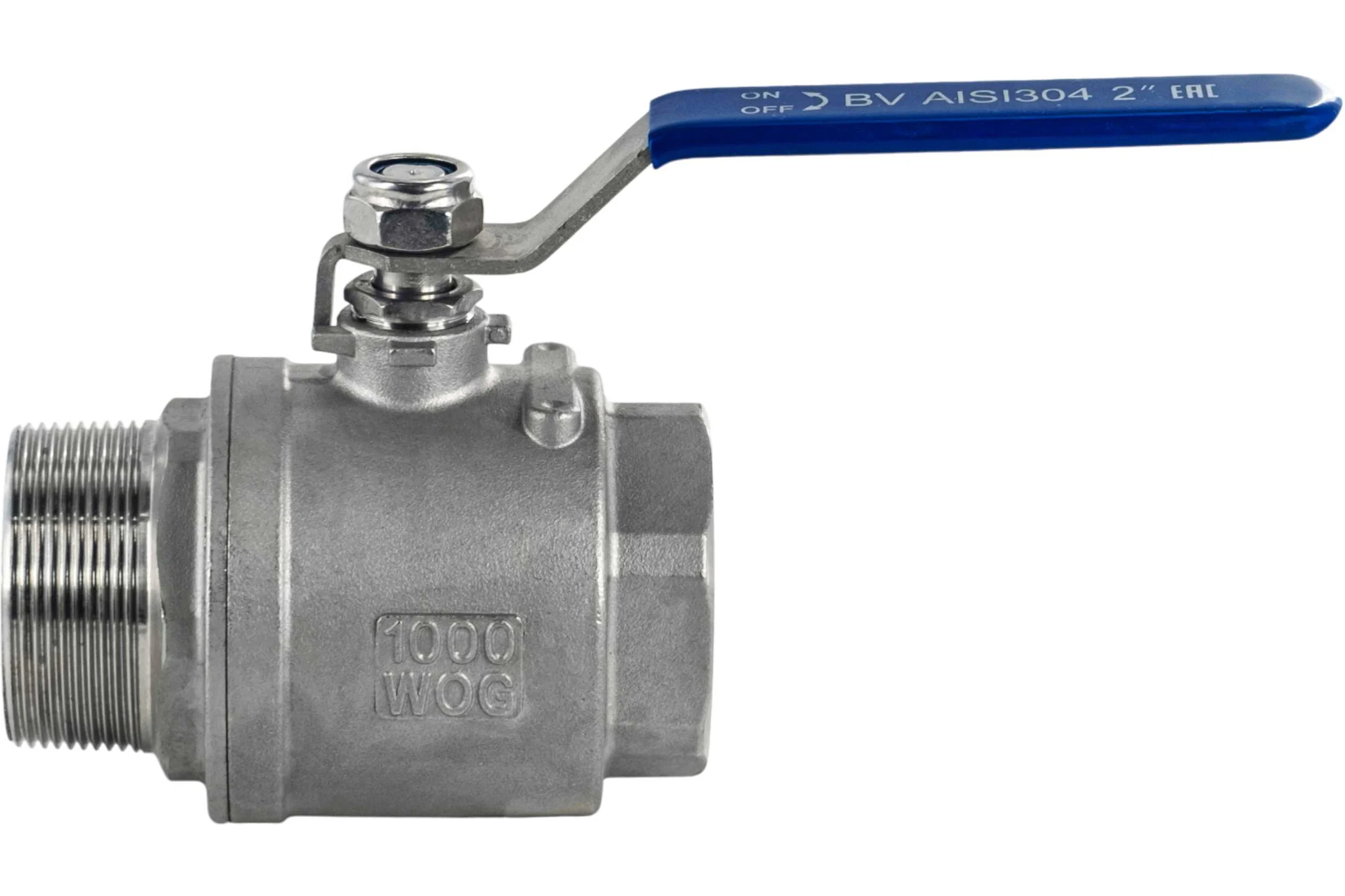 Кран шаровый муфтовый двусоставной NEWKEY (2PC) ВР/НР, нержавеющий AISI304 DN50 (2"), (CF8), PN40 NK-BMFL50/4