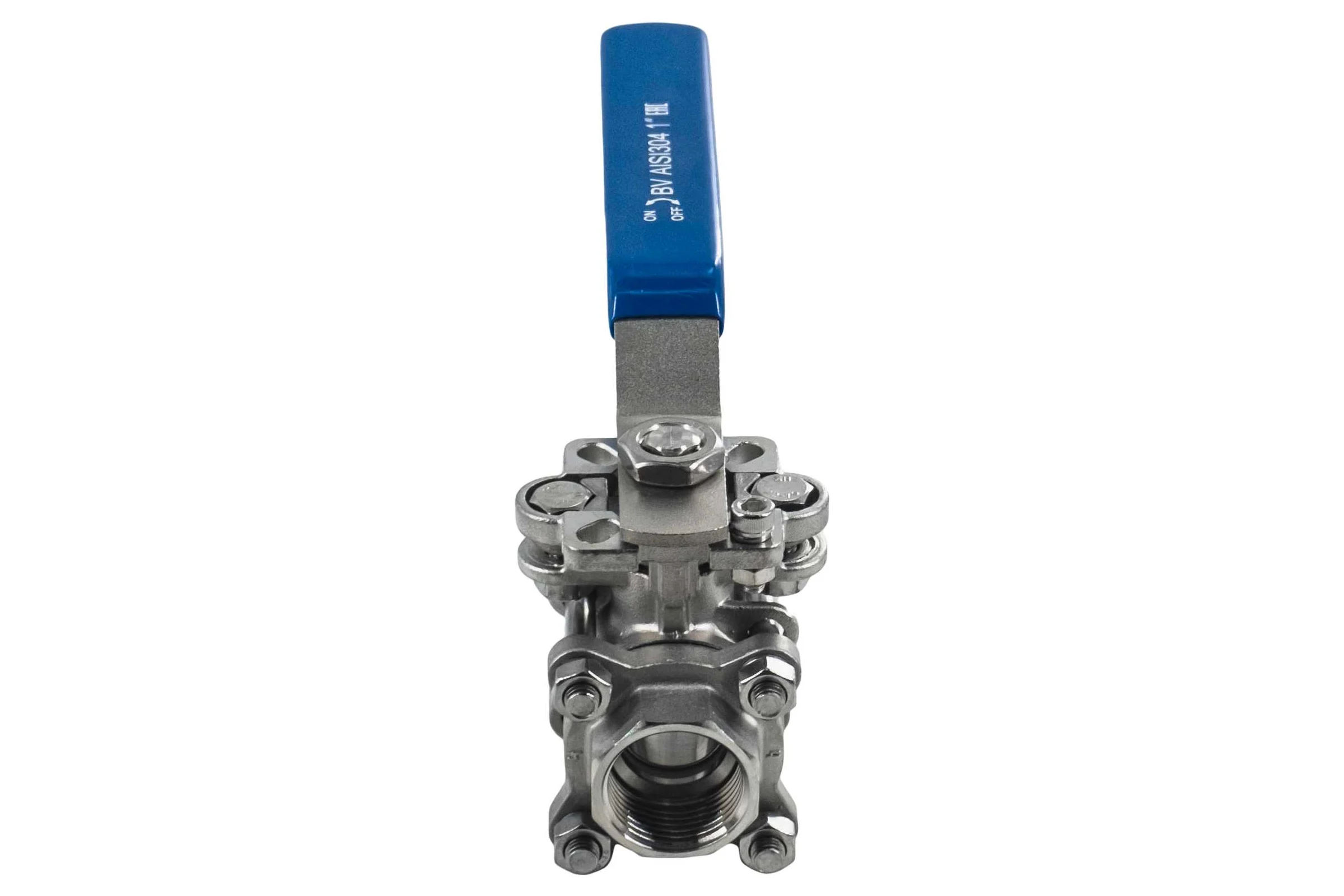 Кран шаровый муфтовый под привод NEWKEY нержавеющий (3PC), AISI304 DN25 (1"), (CF8), PN64 NK-BMTp25/4