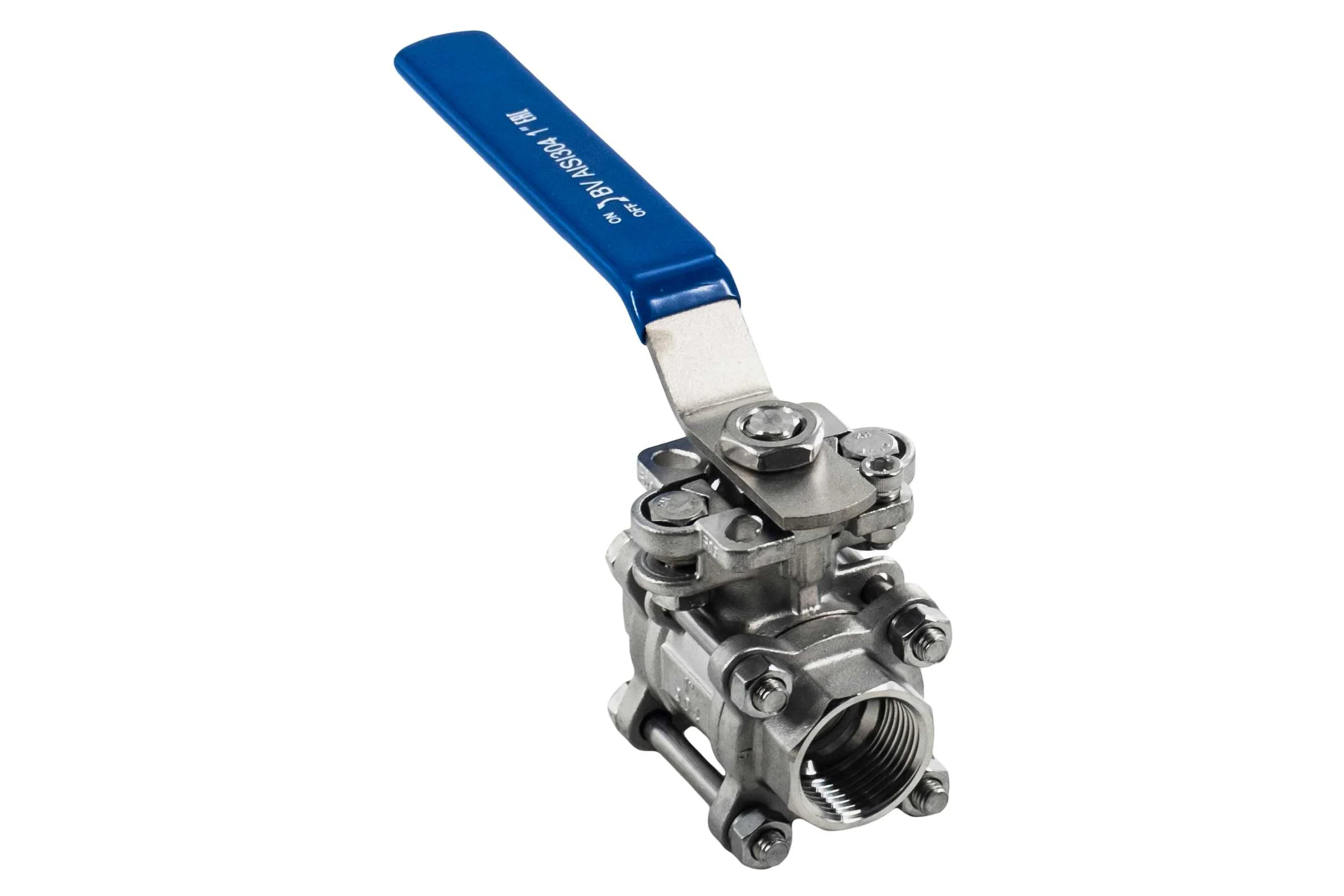 Кран шаровый муфтовый под привод NEWKEY нержавеющий (3PC), AISI304 DN25 (1"), (CF8), PN64 NK-BMTp25/4