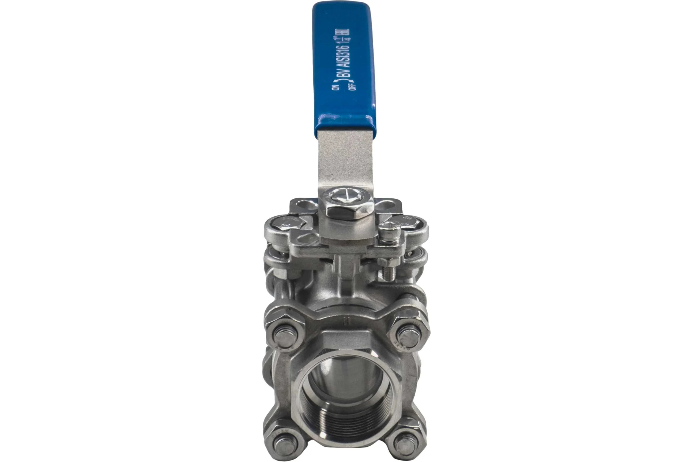 Кран шаровый муфтовый под привод NEWKEY нержавеющий (3PC), AISI316 DN32 (1_1/4"), (CF8M), PN64 NK-BMTp32/6