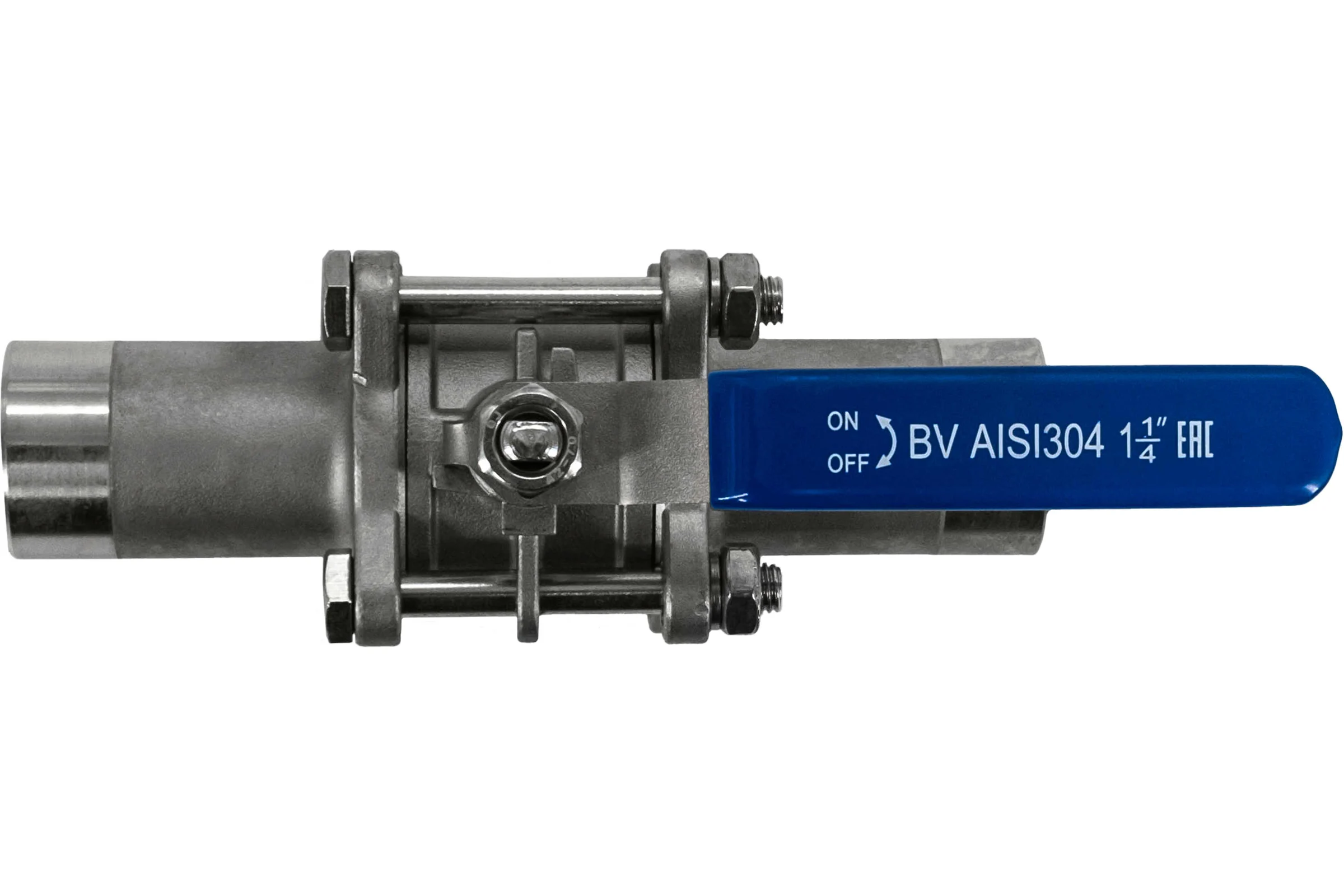 Кран шаровый приварной трехсоставной NEWKEY нержавеющий (3PC), AISI304 DN32 (1_1/4"), (CF8), PN40 NK-BE32/4