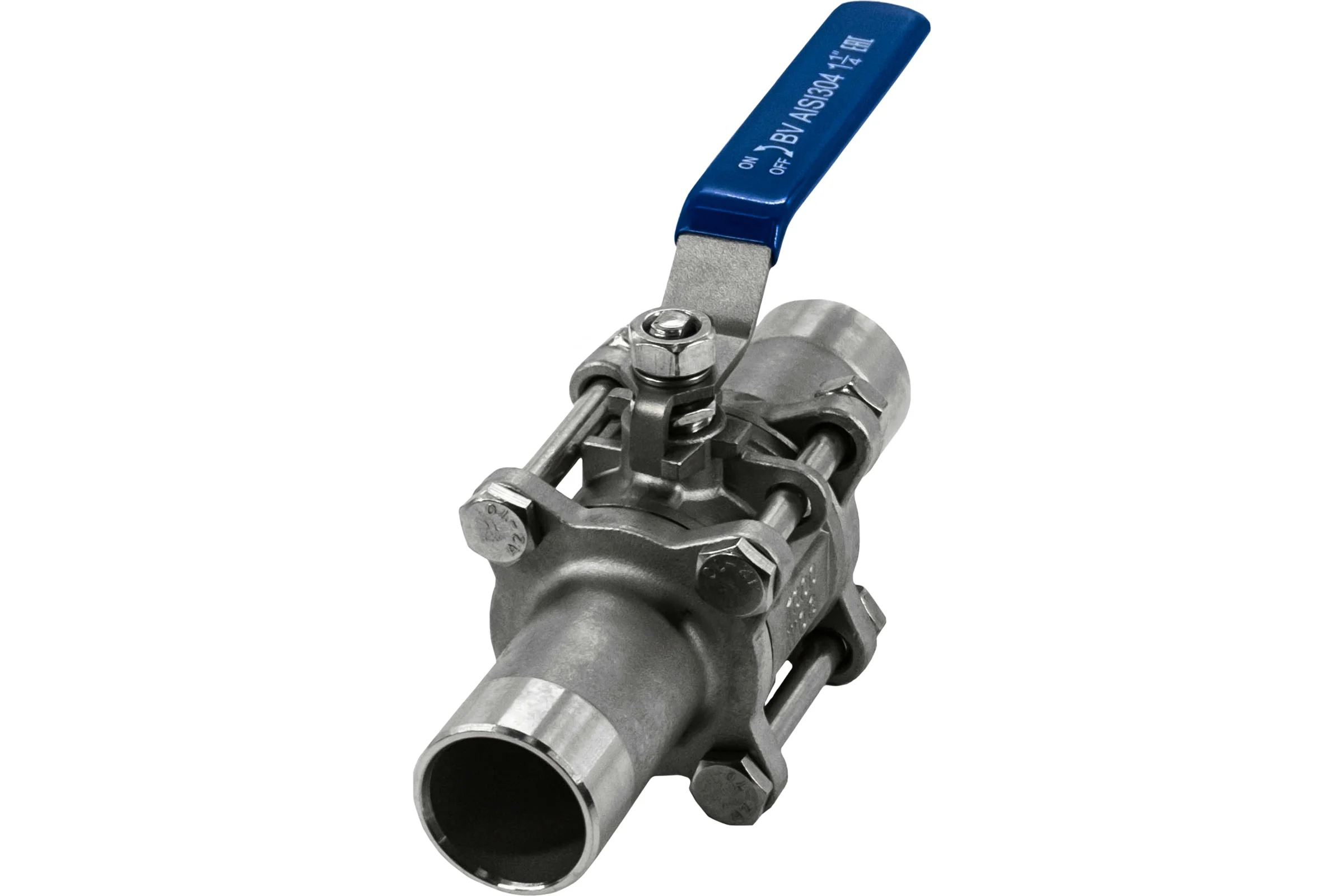 Кран шаровый приварной трехсоставной NEWKEY нержавеющий (3PC), AISI304 DN32 (1_1/4"), (CF8), PN40 NK-BE32/4