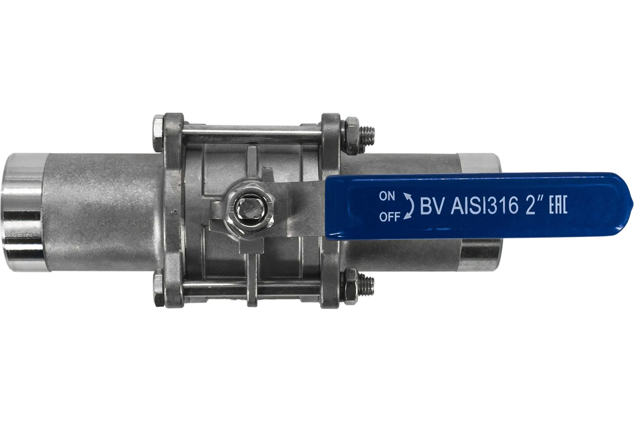 Кран шаровый приварной трехсоставной NEWKEY нержавеющий (3PC), AISI316 DN50 (2"), (CF8M), PN40 NK-BE50/6